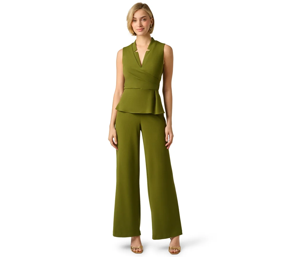 Knit Crepe Peplum Jumpsuit by Adrianna Papell