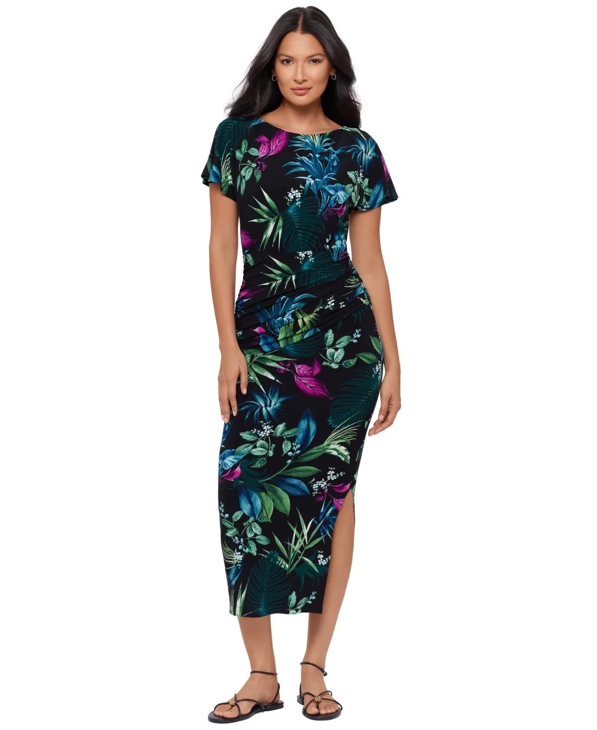 Botanical-Print Boat Neck Dress by Body By Miraclesuit