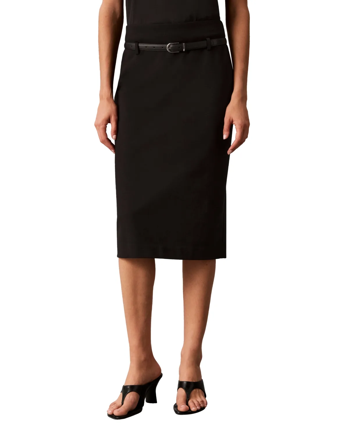 Belted Midi Pencil Skirt by Calvin Klein