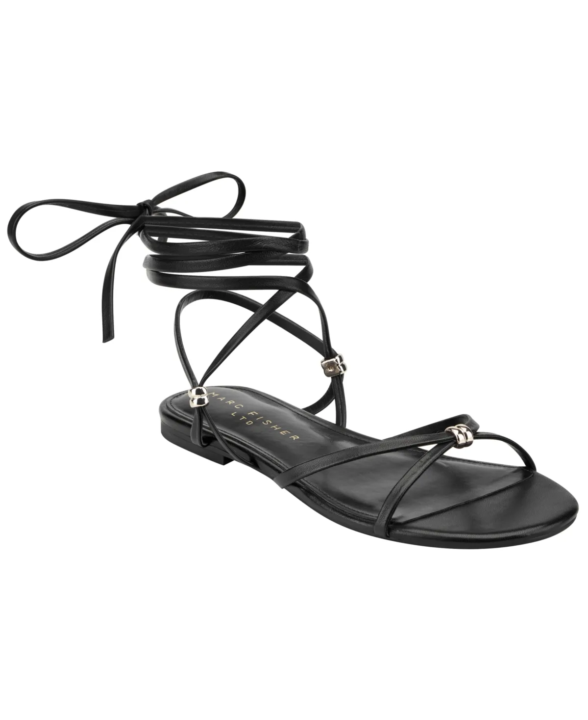 Este Leather Strappy Tie-Up Sandals by Marc Fisher Ltd