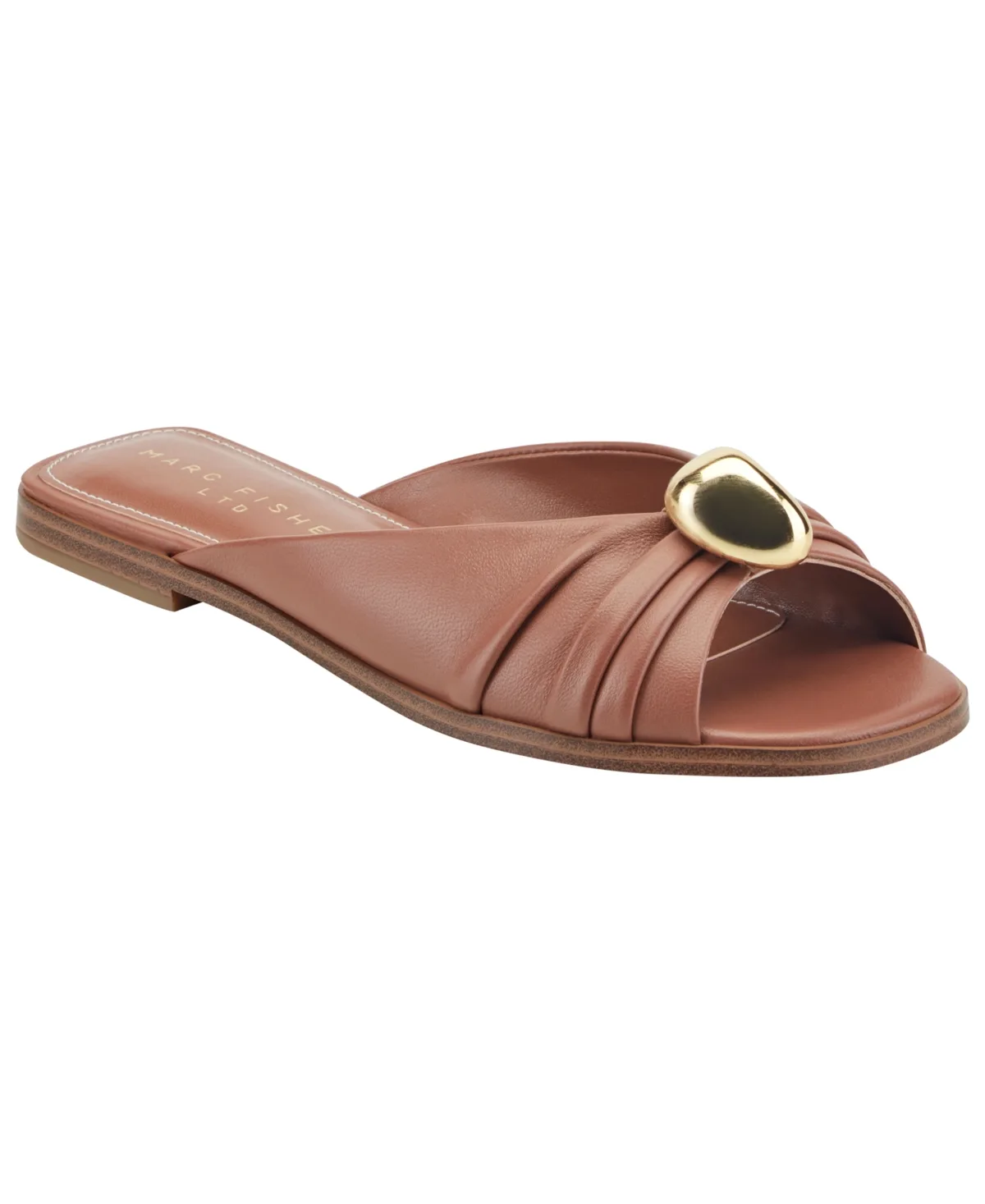 Dalani Ornamented Ruched Flat Slip-On Sandals by Marc Fisher Ltd