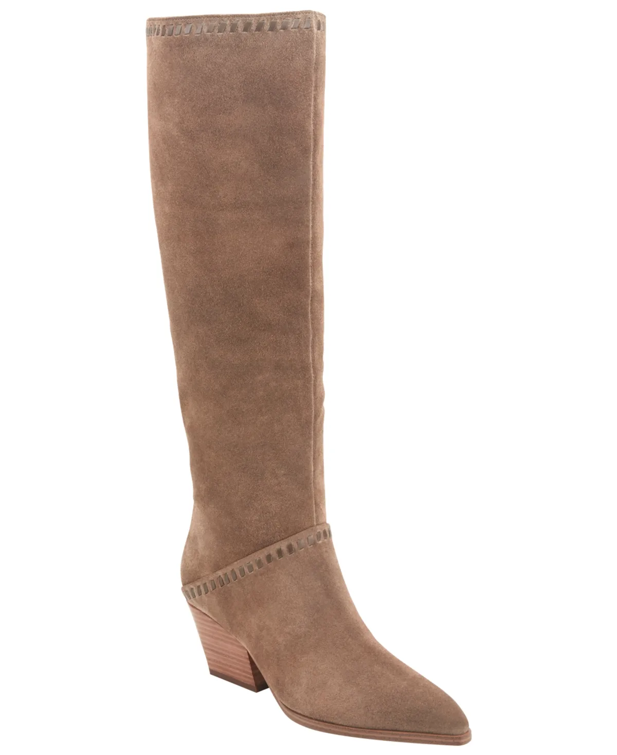 Tayla Suede Whipstitch Tall Block Heel Boots by Marc Fisher Ltd