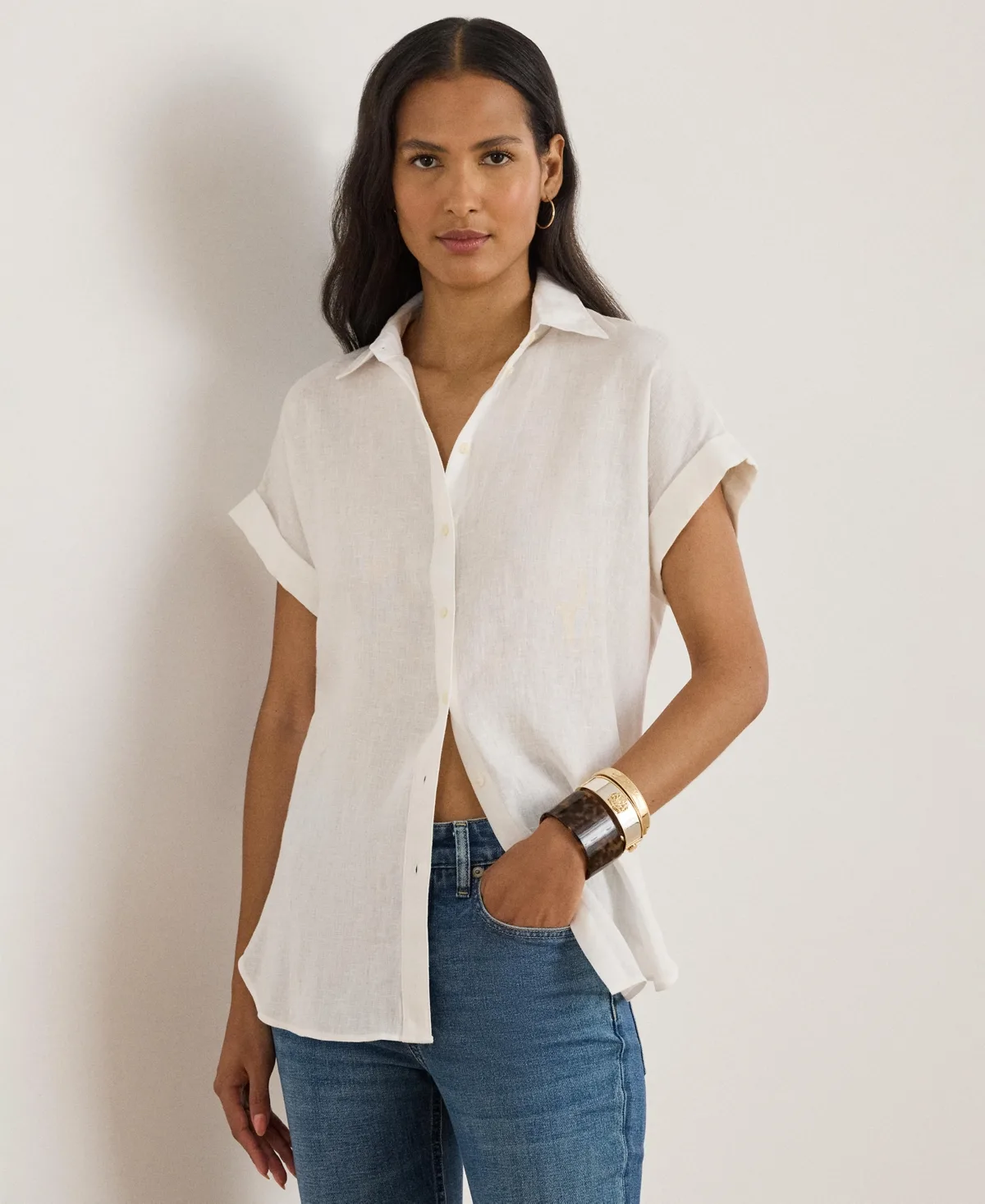 Dolman-Sleeve 100% Linen Shirt
