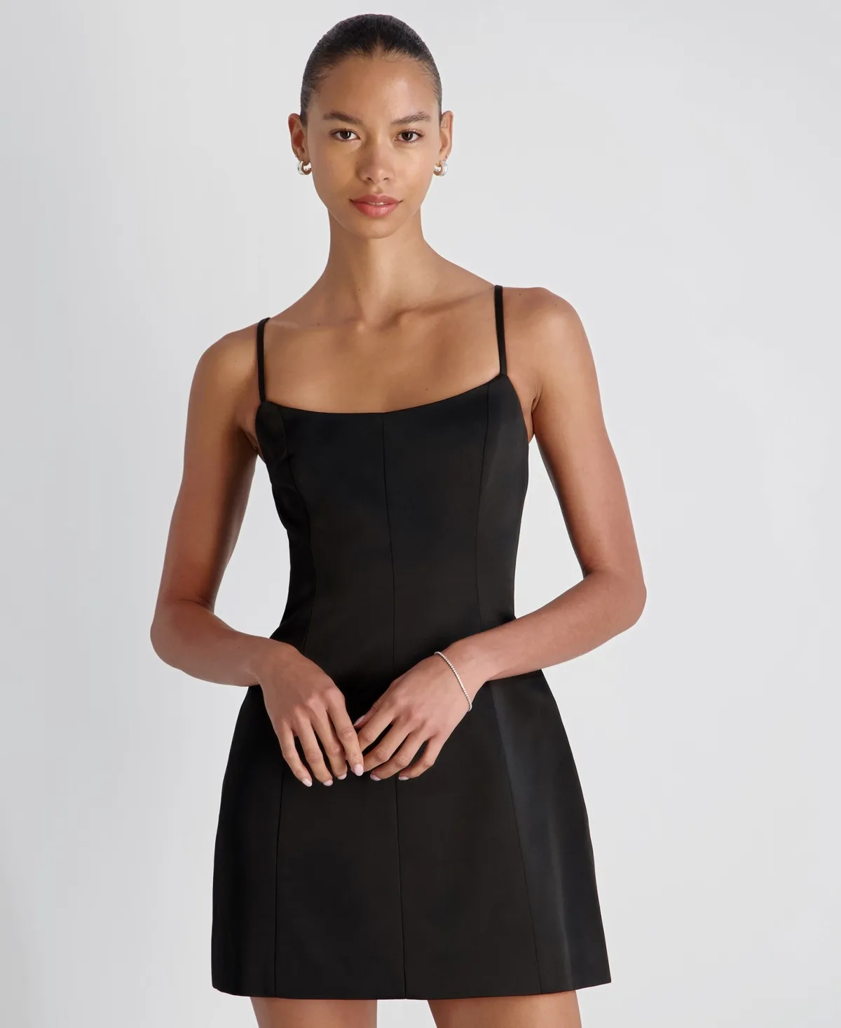 York Satin Scoop Neck Mini Dress by French Connection