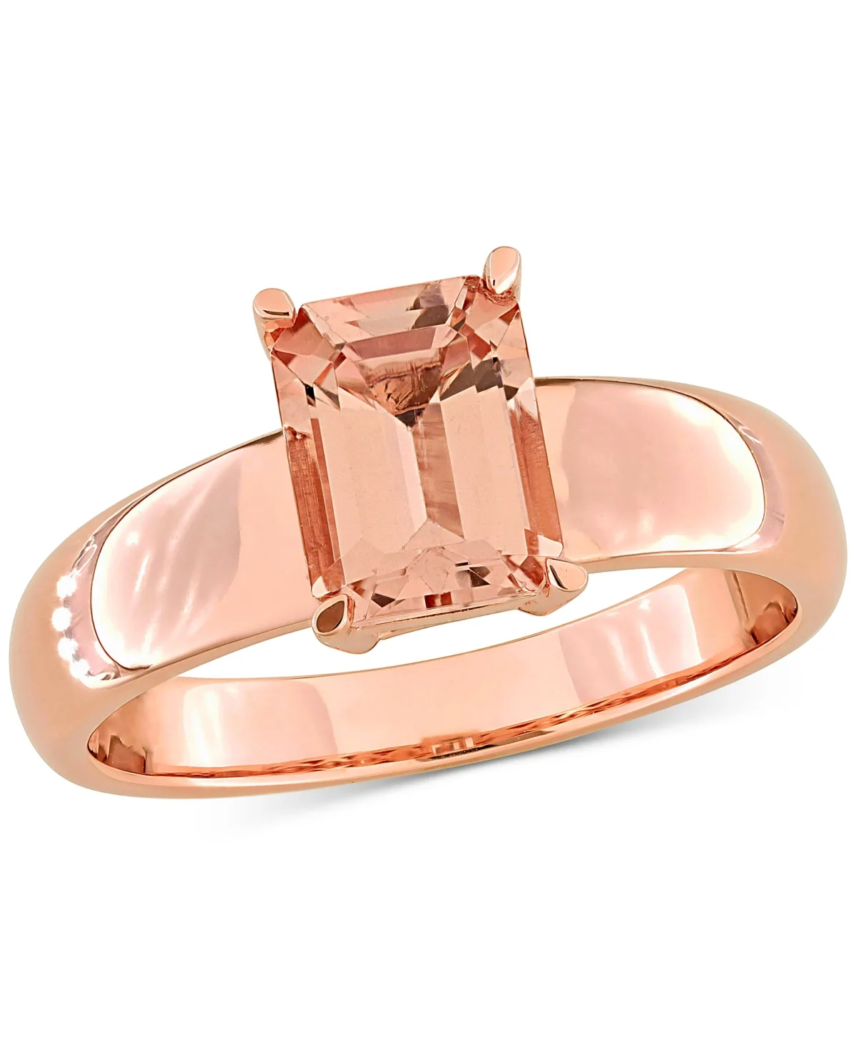 Morganite Emerald-Cut Solitaire Wide Width Statement Ring (1-1/2 ct. t.w.) in 14k Rose Gold by Macy's