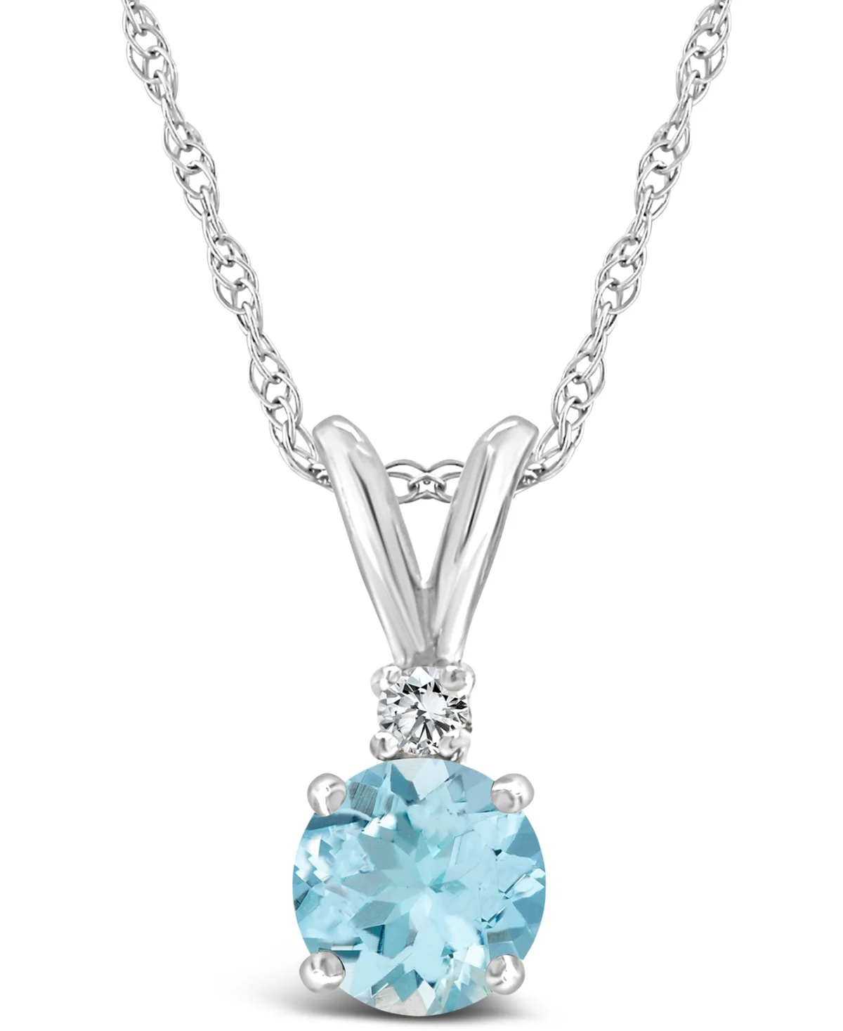 Aquamarine (1/2 ct. t.w.) and Diamond Accent Pendant Necklace in 14K Yellow Gold or 14K White Gold by Macy's