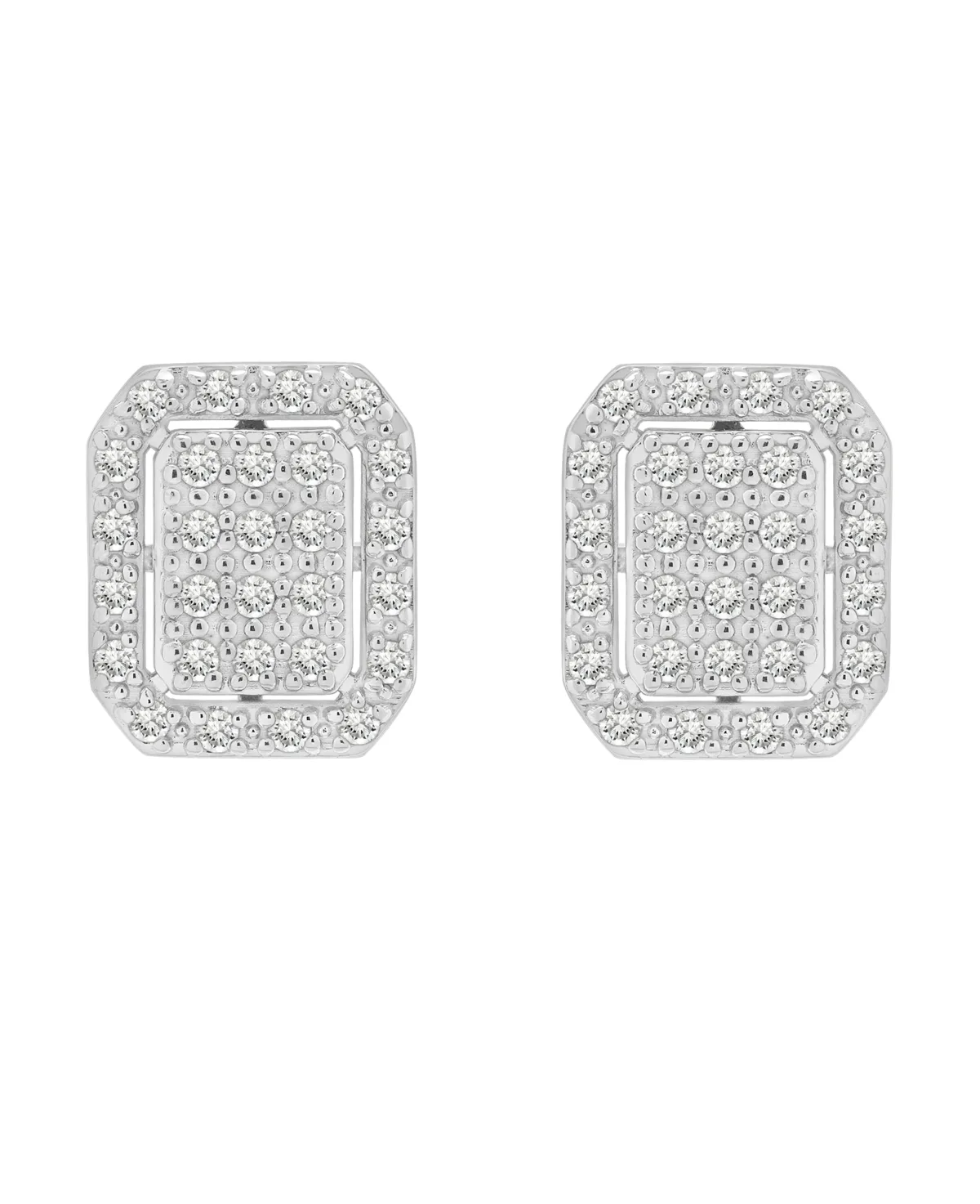 Diamond Octagon Halo Cluster Earrings (1/3 ct. t.w.) in Sterling Silver by Macy's