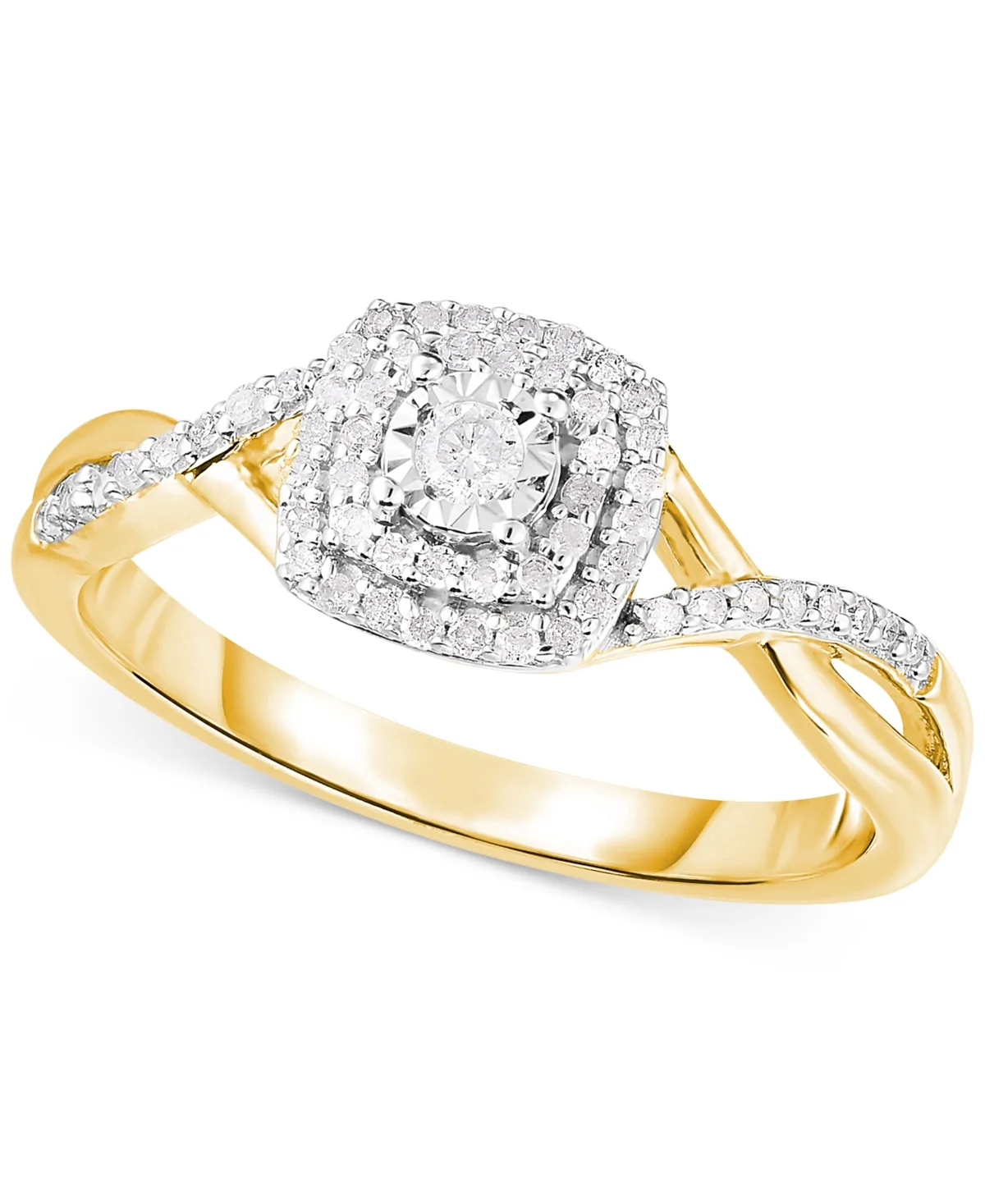 Diamond Swirled Shank Ring (1/5 ct. t.w.) in 14k Gold-Plated Sterling Silver by Macy's