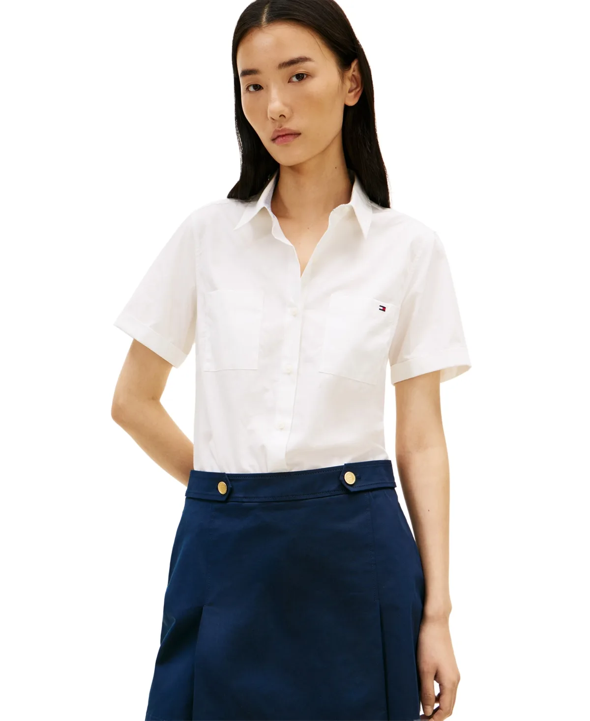 Classic Poplin Solid Short-Sleeve Shirt by Tommy Hilfiger