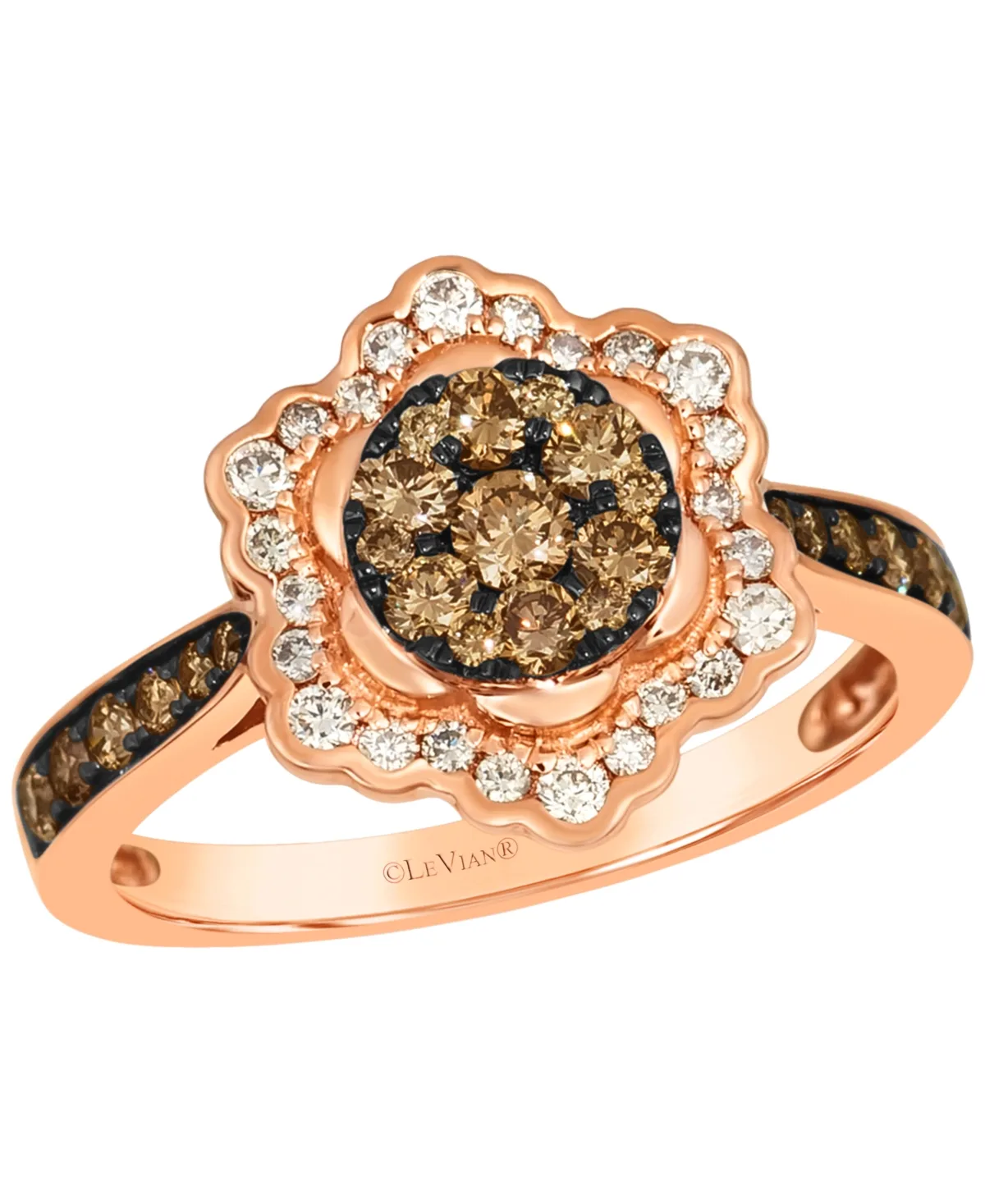 Chocolate Diamond (0.58 ct. t.w.) and Nude Diamond (0.23 ct. t.w.) Ring in 14K Strawberry Gold by Le Vian