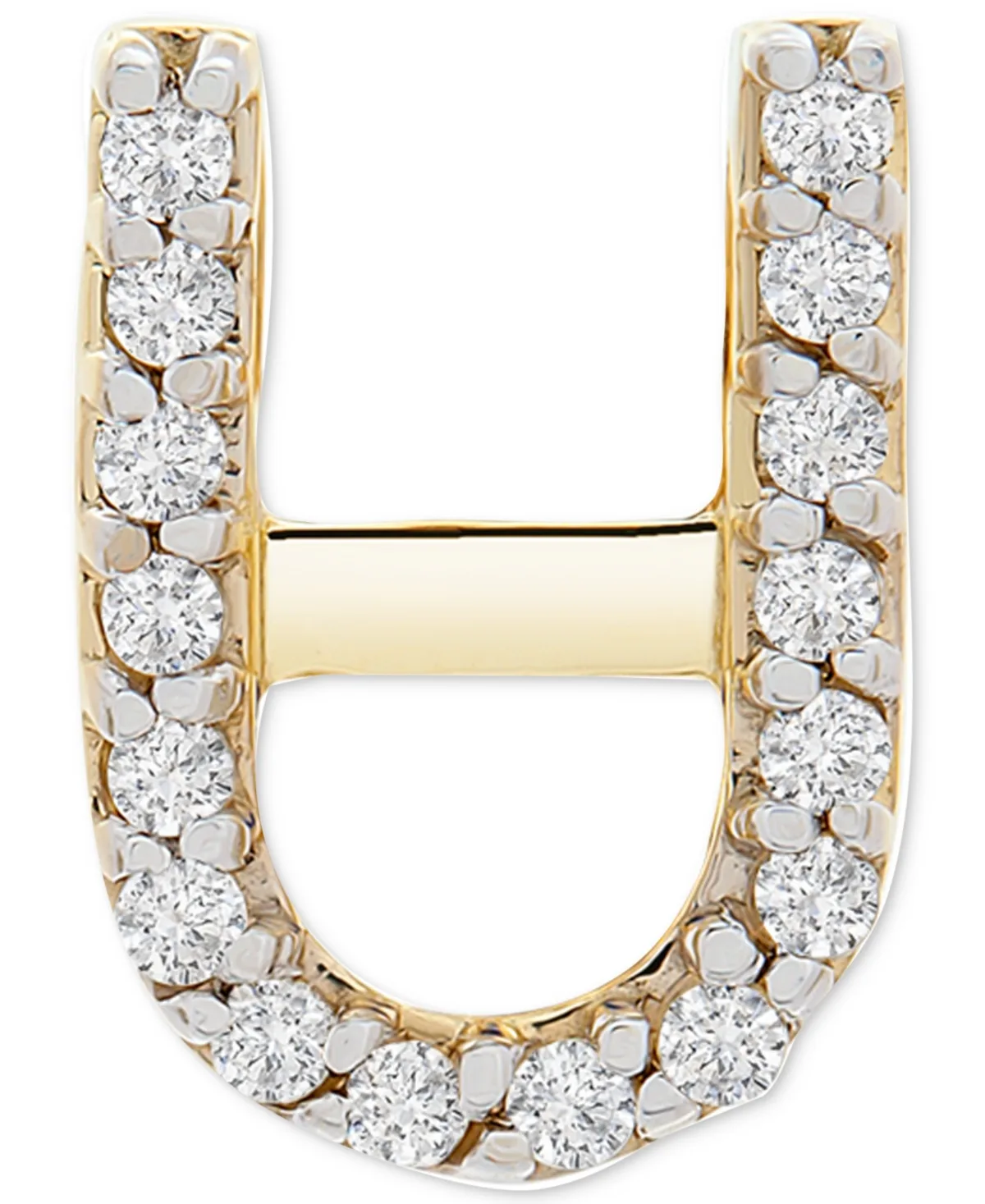 Diamond Initial Single Stud Earring (1/20 ct. t.w.) in 14k Gold - U by Wrapped