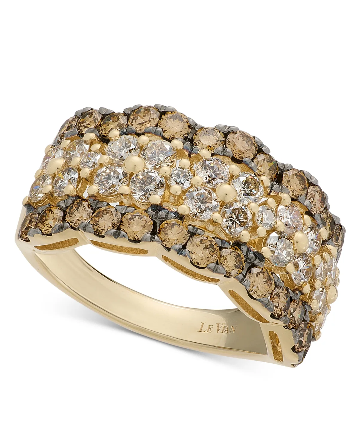 Nude Diamond & Chocolate Diamond Scalloped Multirow Ring (2-1/4 ct. t.w.) in 14k Rose Gold by Le Vian