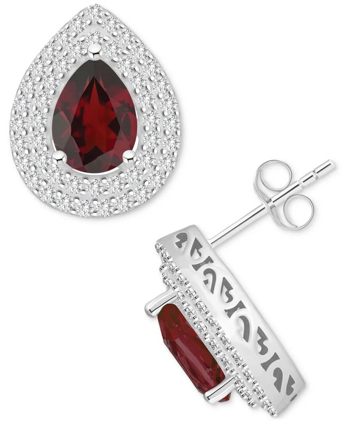 Rhodolite Garnet (2-1/5 ct. t.w.) & White Topaz (7/8 ct. t.w.) Pear Stud Earrings in Sterling Silver by Macy's