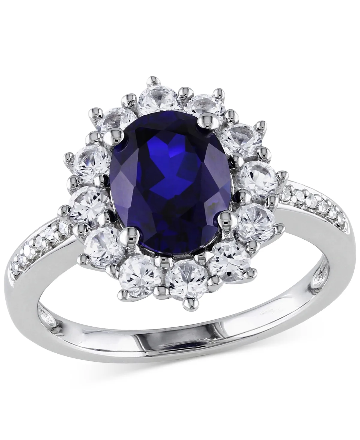 Gemstone & Diamond Accent Halo Ring in Sterling Silver by Macy's