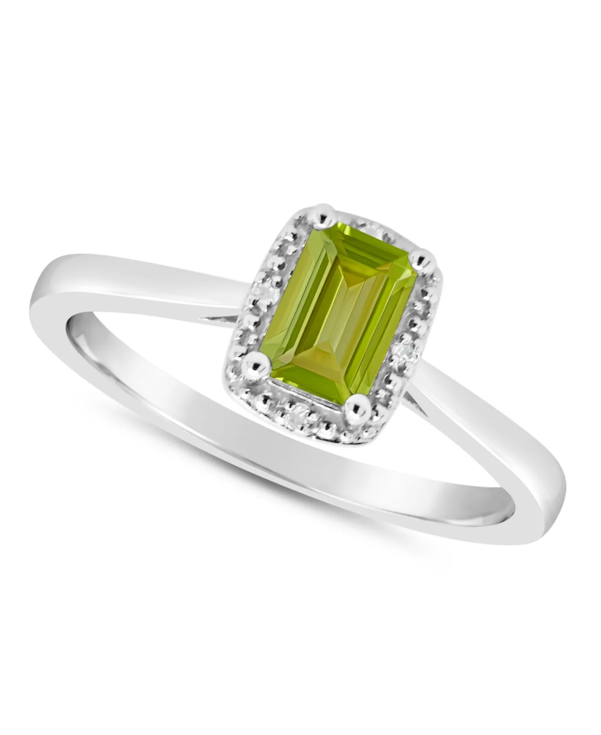 Gemstone and Diamond Accent Ring in Sterling Silver