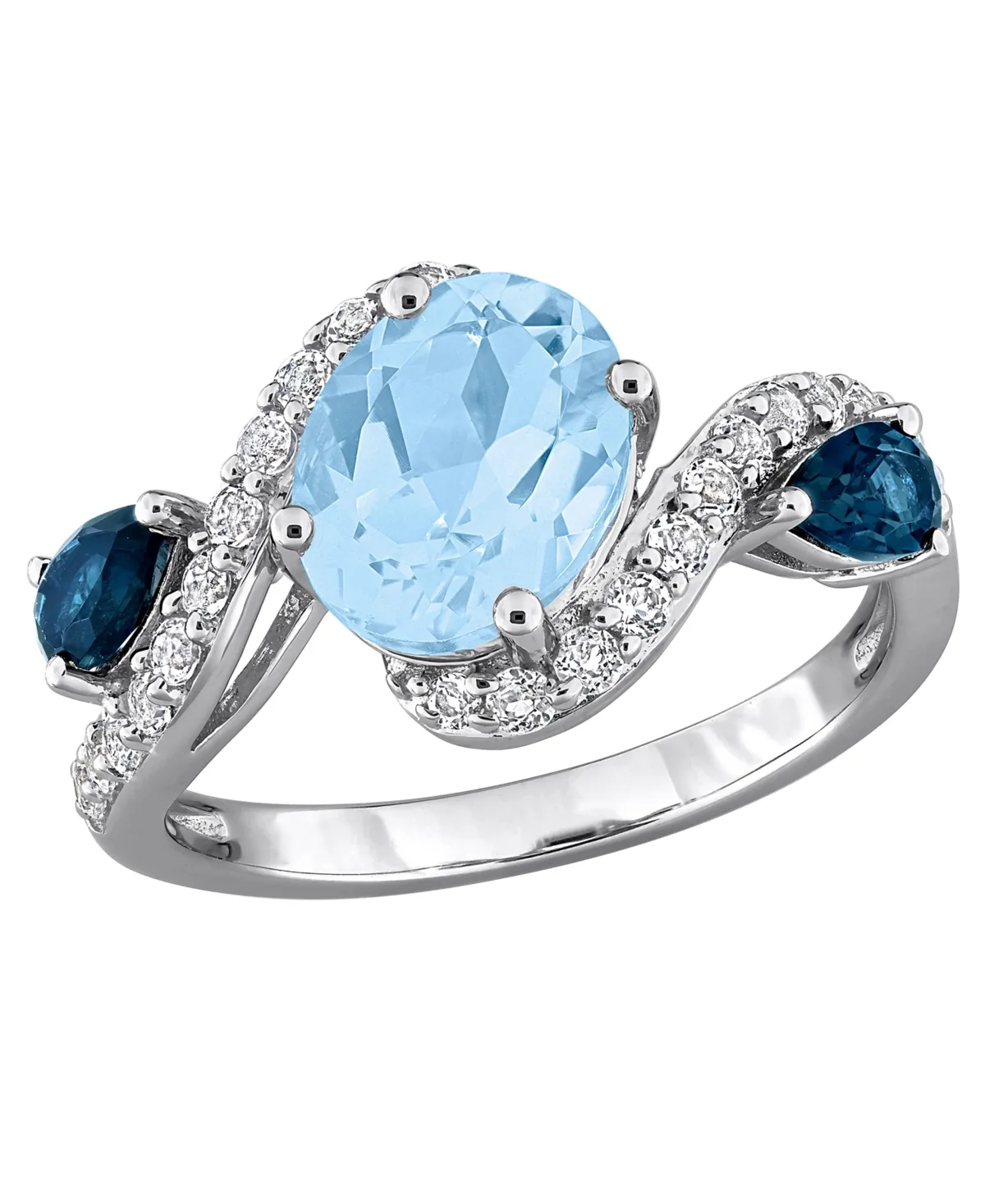 Sky Blue Topaz (2-1/2 ct. t.w.), London Blue Topaz (1/2 ct. t.w.) & White Topaz (5/8 ct. t.w.) Ring in Sterling Silver by Macy's