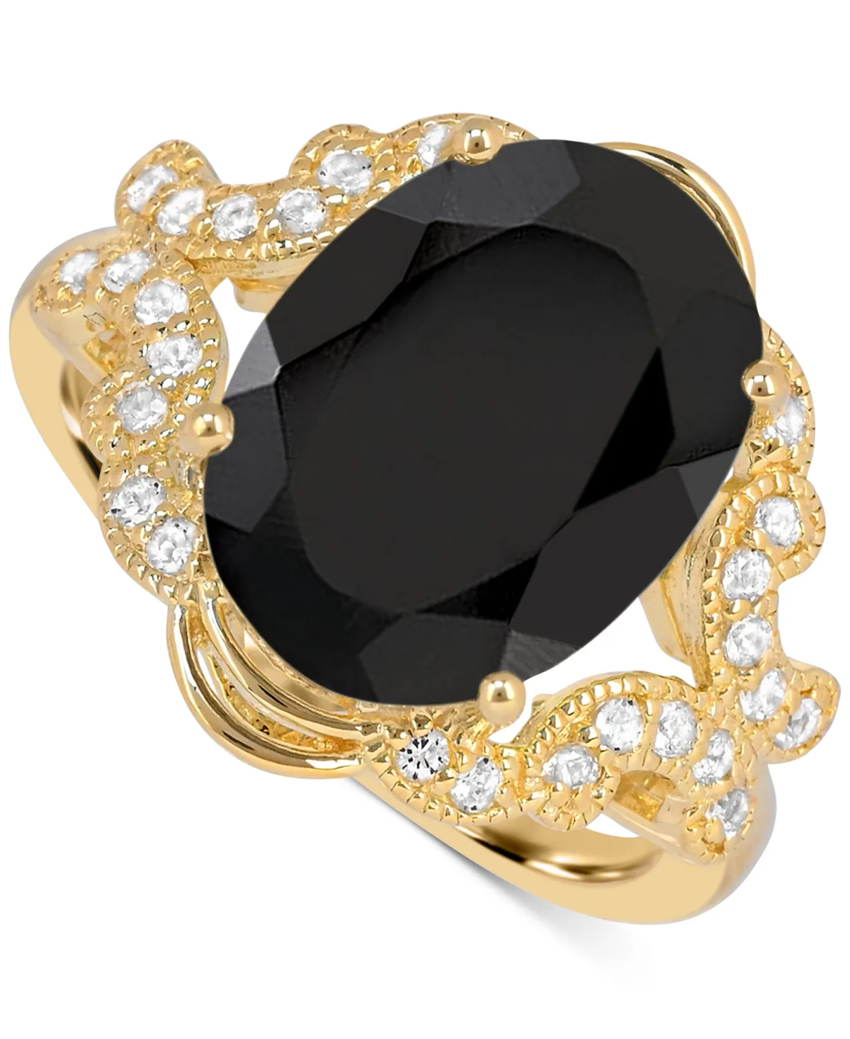 Blue Topaz (7 ct. t.w) Oval Ring in 14K Gold Plated Sterling Silver by Macy's