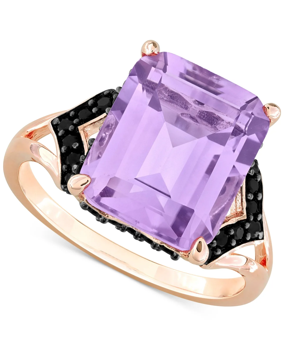 Pink Amethyst (5-7/8 ct. t.w.) & Black Sapphire (3/8 ct. t.w.) Statement Ring in Rose-Plated Sterling Silver by Macy's