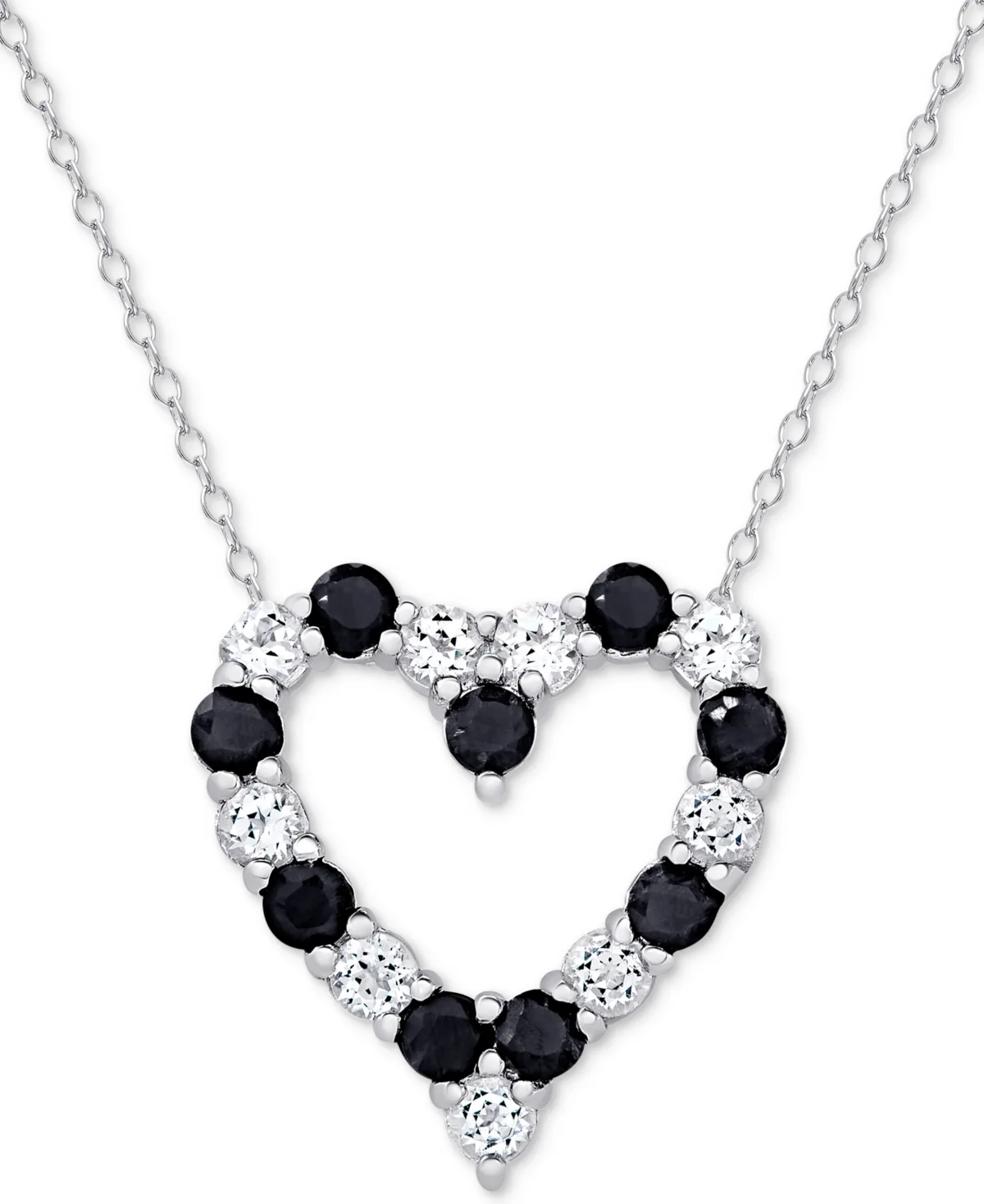 Emerald (1 ct. t.w.) & White Topaz (1 ct. t.w.) Heart Pendant Necklace in Sterling Silver by Macy's