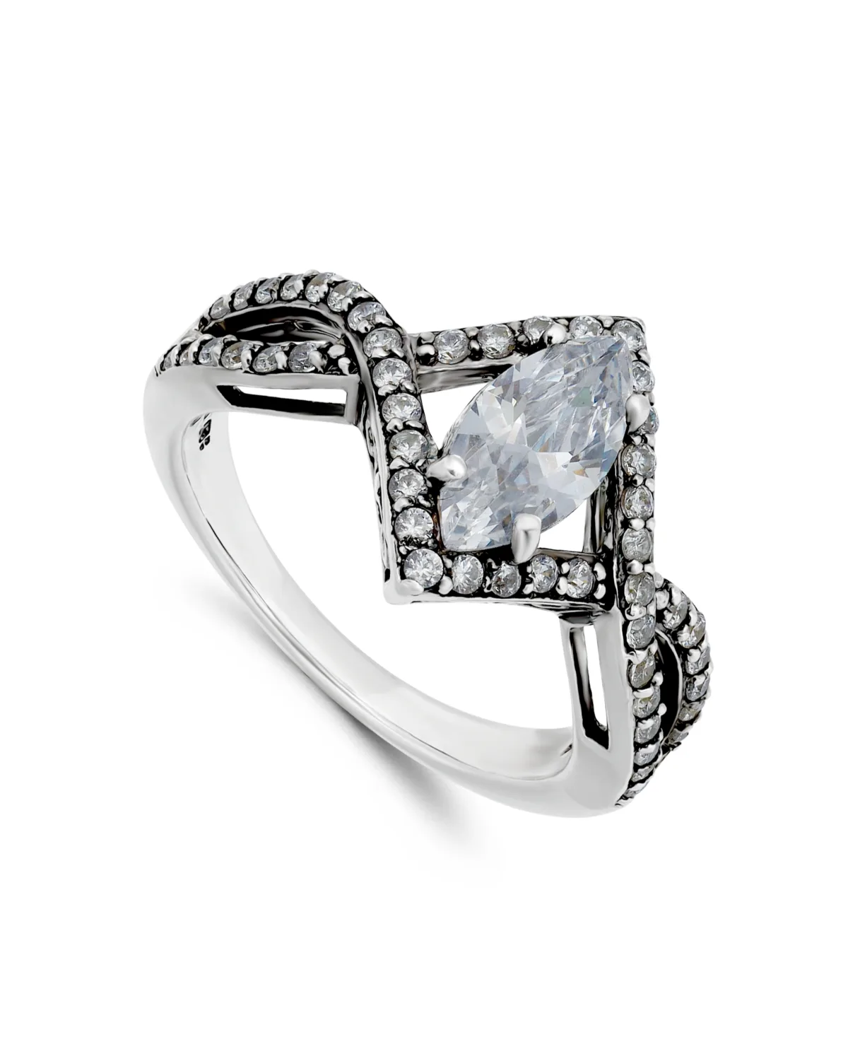 Cubic Zirconia Marquise Center Stone Split Shank Ring in Silver Plate by Macy's