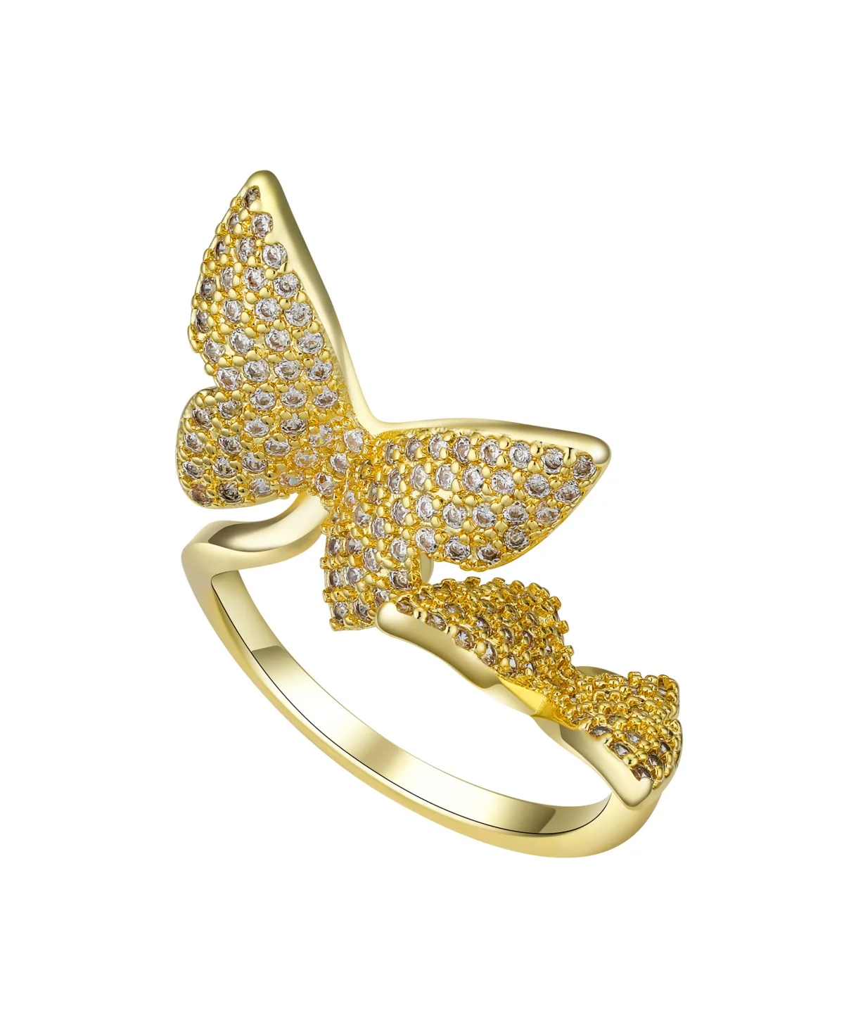Cubic Zirconia Butterfly Bypass Ring by Unwritten