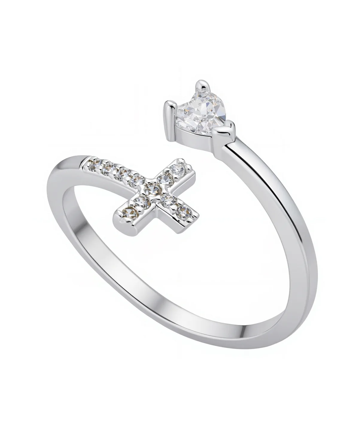 Cubic Zirconia Cross Bypass Ring by Unwritten