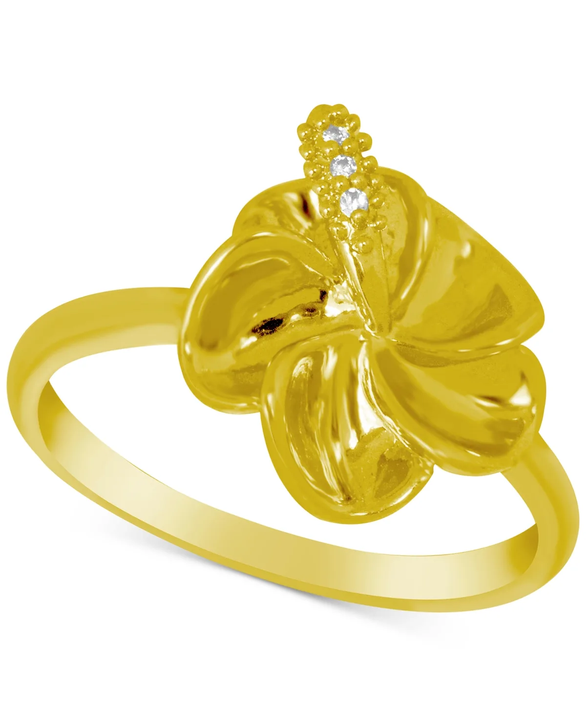 Crystal Accent Flower Ring in Gold-Plate