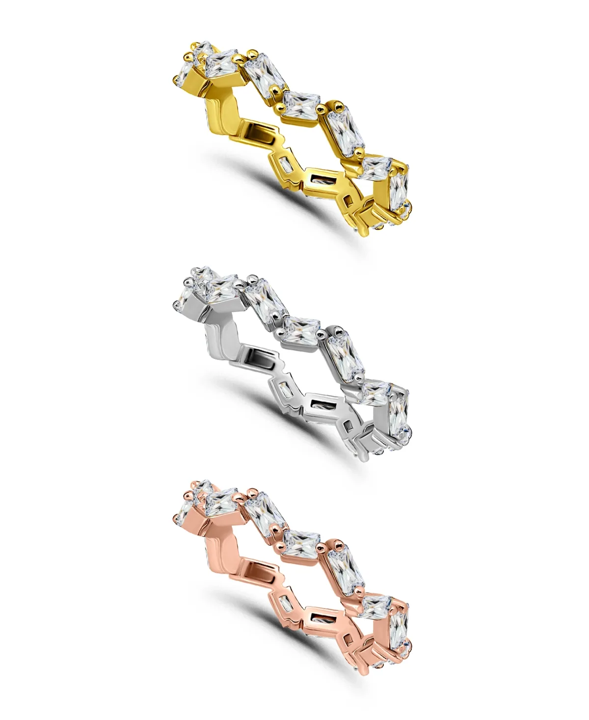 6 7/8 Cttw 3pc Set- 3x2mm and 4x2mm Baguette Cubic Zirconia Stones- Zig Zag Pattern Ring by Macy's