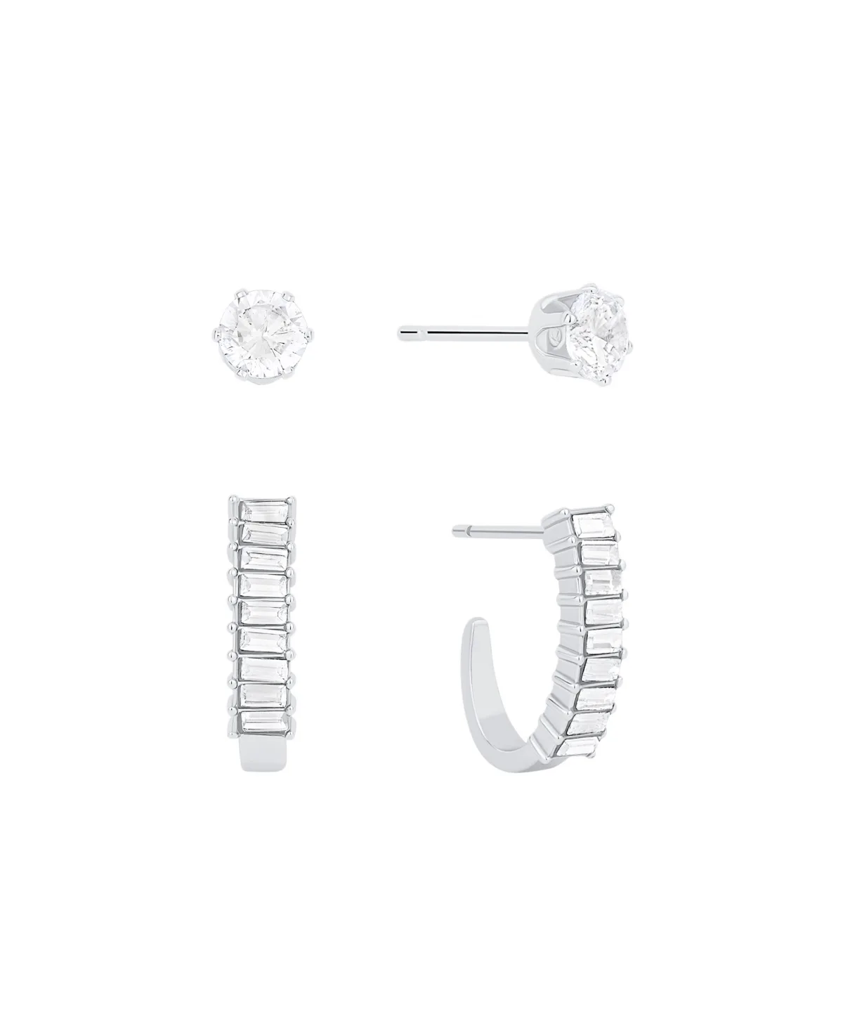 Crystal Duo Stud and Baguette Hoop Earring Set by And Now This