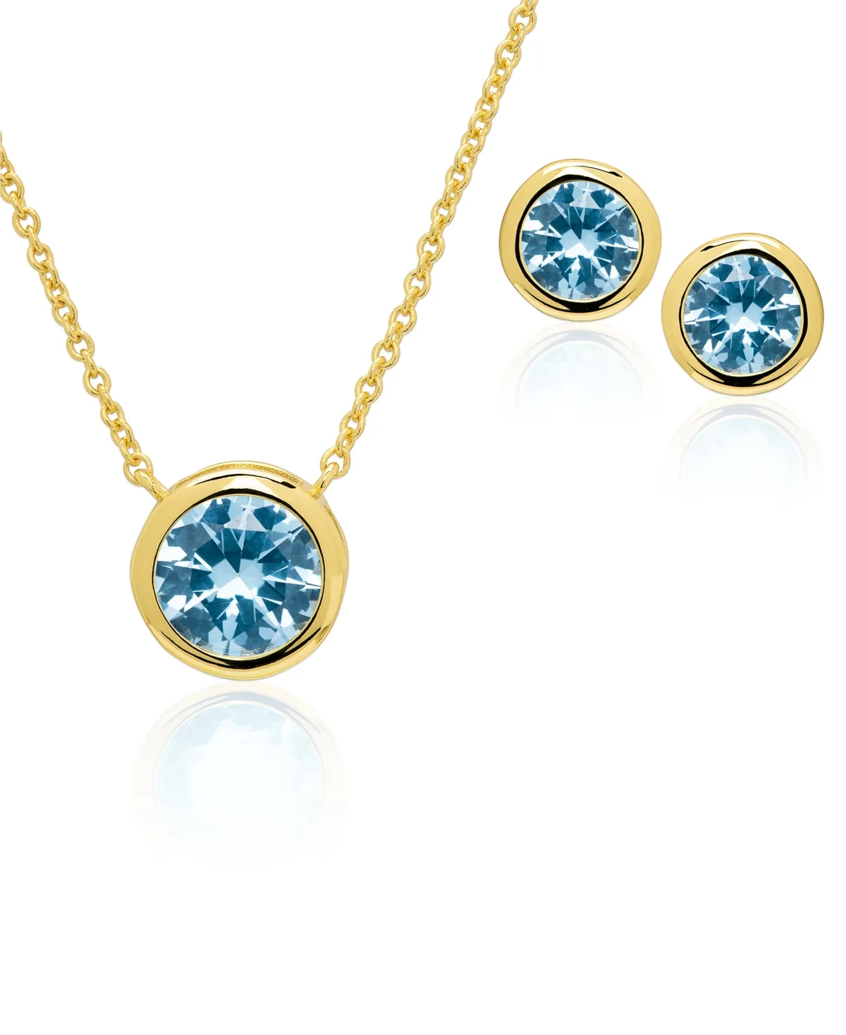 Simulated Round Bezel Pendant Necklace with Matching Earrings 2-Piece Set by Macy's