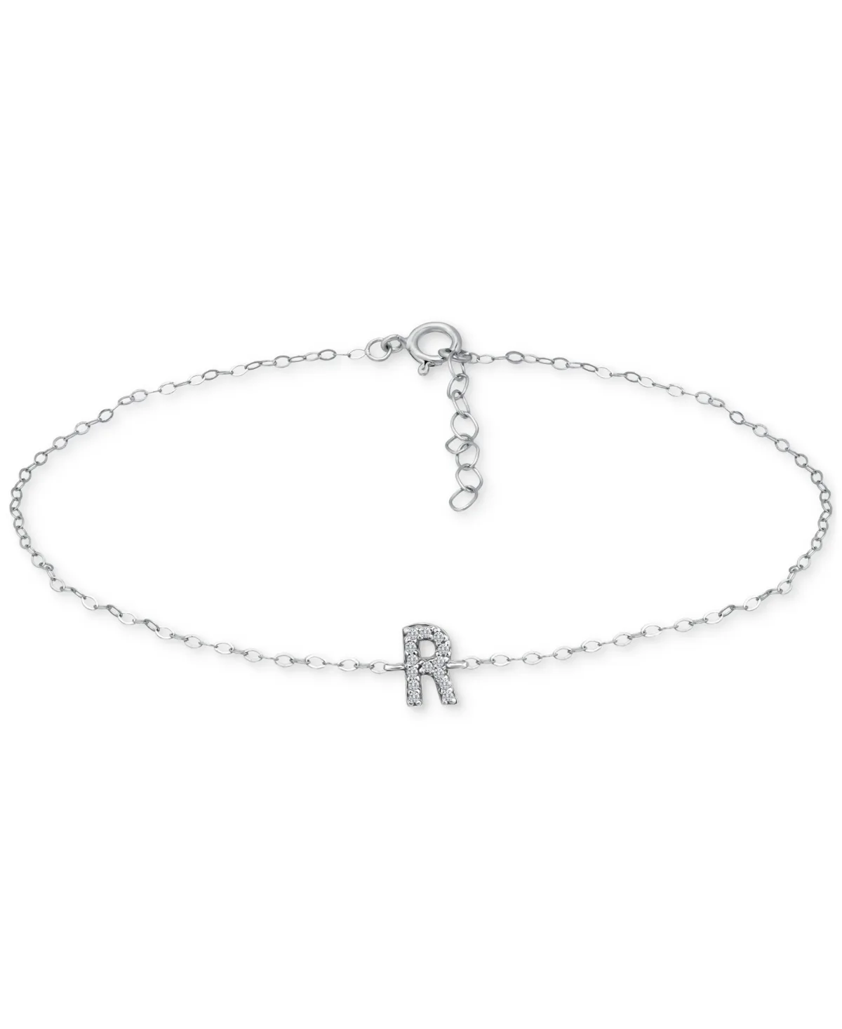 Cubic Zirconia Initial Ankle Bracelet in Sterling Silver by Giani Bernini