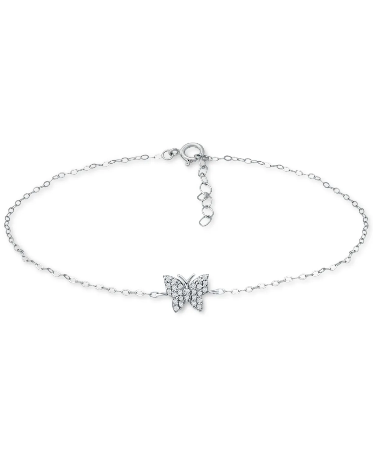 Cubic Zirconia Butterfly Ankle Bracelet in Sterling Silver by Giani Bernini