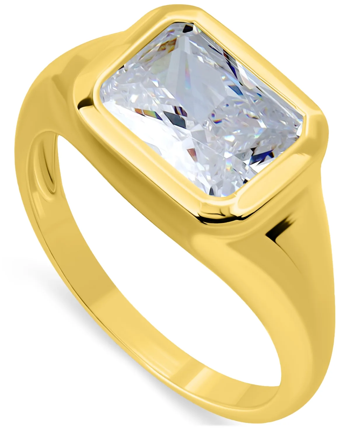 Cubic Zirconia Bezel Solitaire Ring in Sterling Silver (also Available in 18k Gold-Plated Sterling Silver) by Giani Bernini