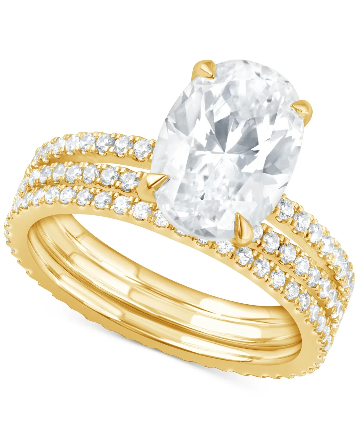 Badgley Mischka Certified Lab Grown Diamond Oval Bridal Set (3 ct. t.w.) in 14k Gold by Macy's