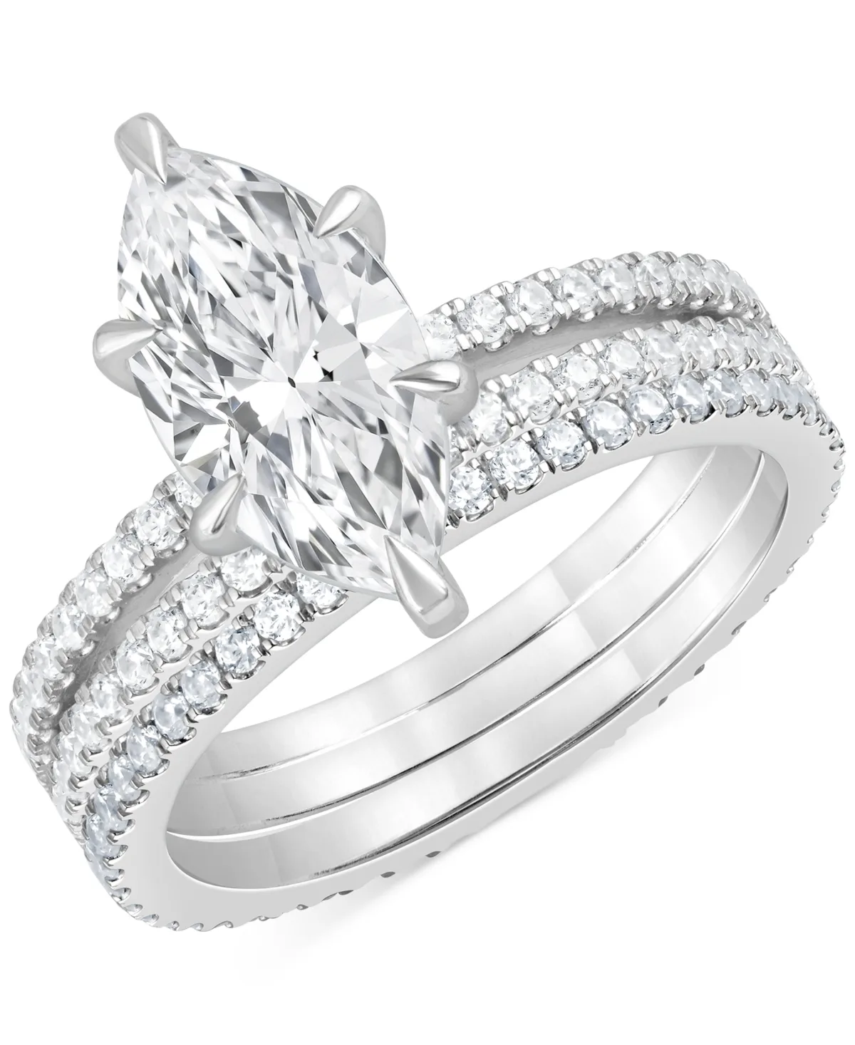 Badgley Mischka Certified Lab Grown Diamond Marquise Bridal Set (3 ct. t.w.) in 14k Gold by Macy's