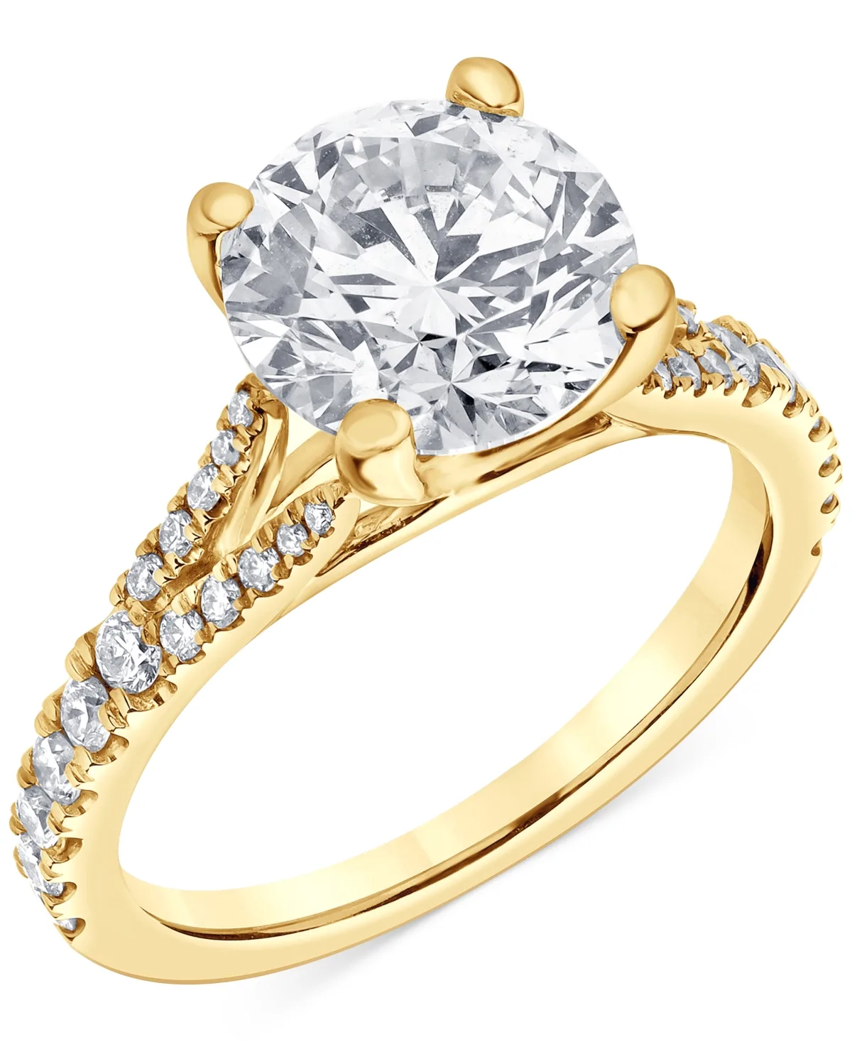 Certified Lab Grown Diamond Split Shank Engagement Ring (3-3/8 ct. t.w.) in 14k Gold by Badgley Mischka