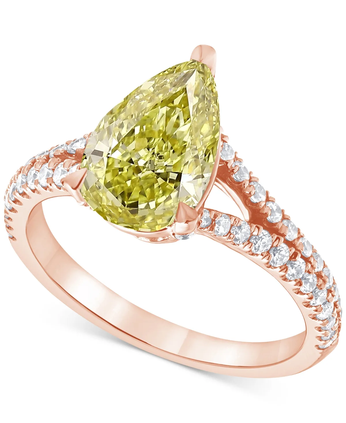 Badgley Mischka Igi Certified Lab Grown Yellow Diamond Pear-Shaped Engagement Ring (2-3/8 ct. t.w.) in 14k White, Yellow or Rose Gold by Macy's