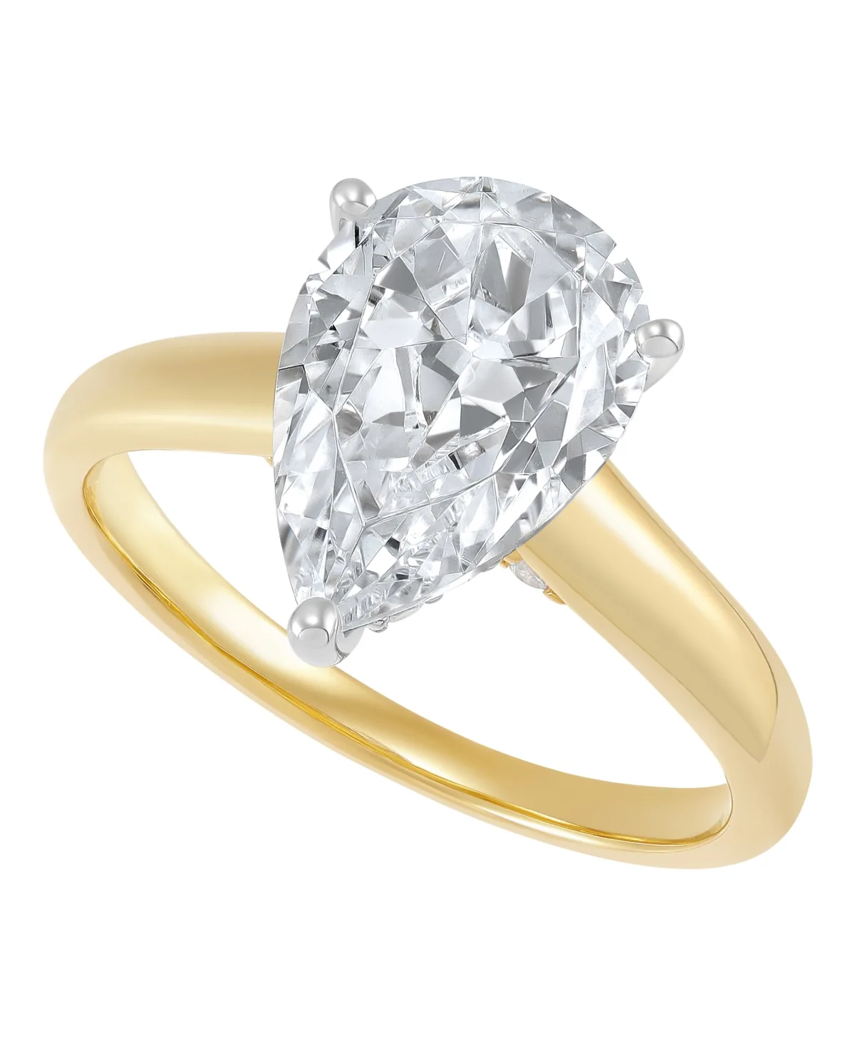 Igi Certified Lab Grown Pear Diamond (3-1/4 ct. t.w.) Ring in 14k Yellow & White Gold