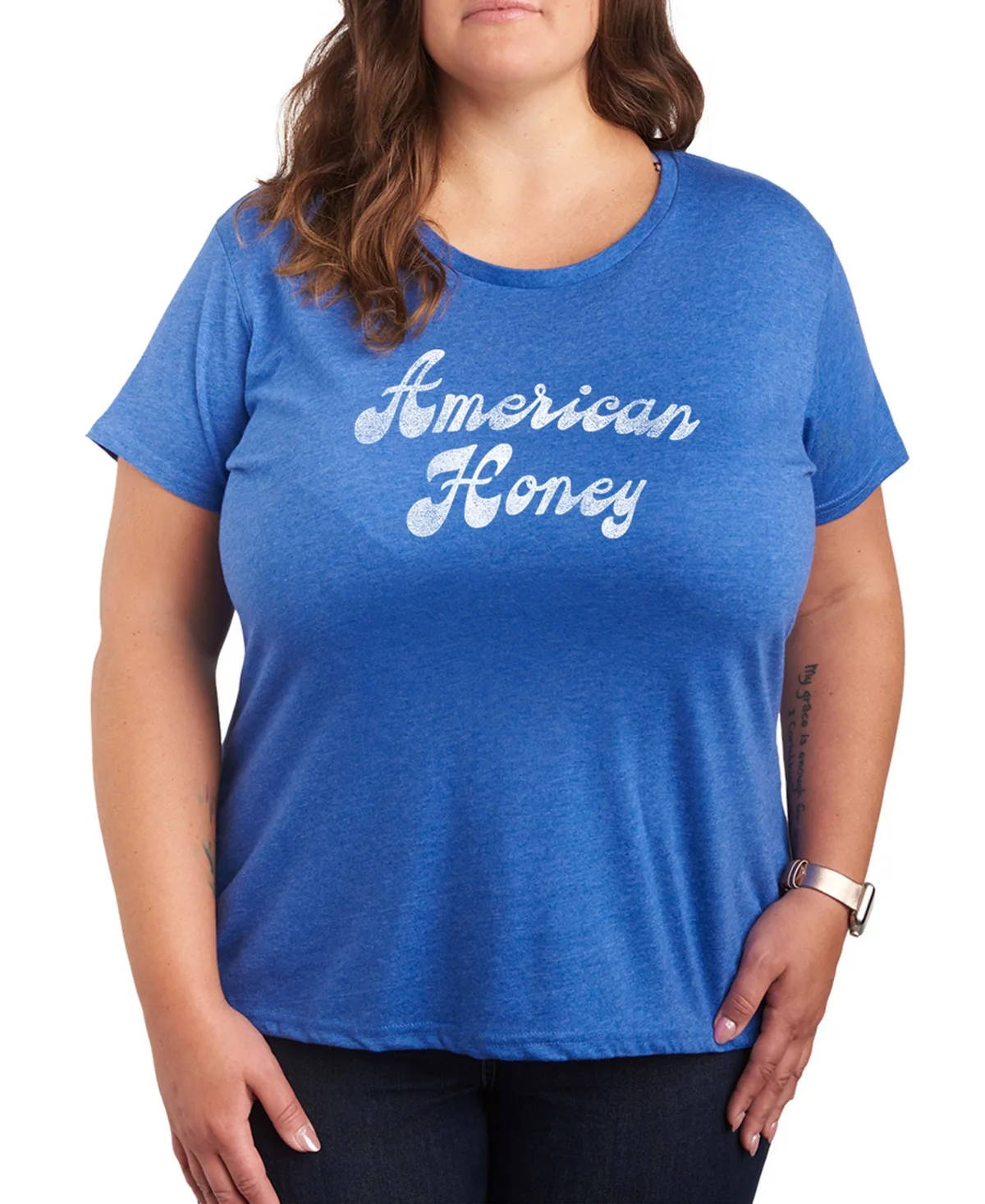 Instant Message American Honey Graphic Crewneck T-Shirt by Hybrid Apparel