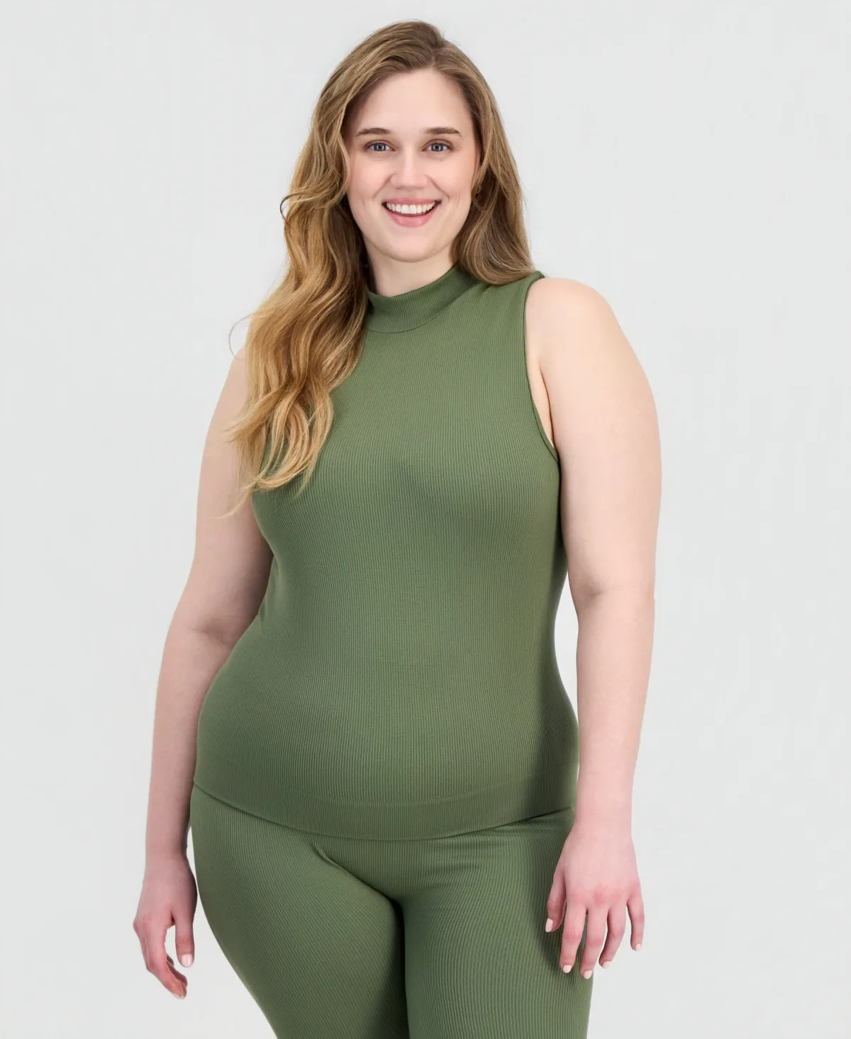 Ribbed Mock Neck Top & Pants Set by Full Circle Trends