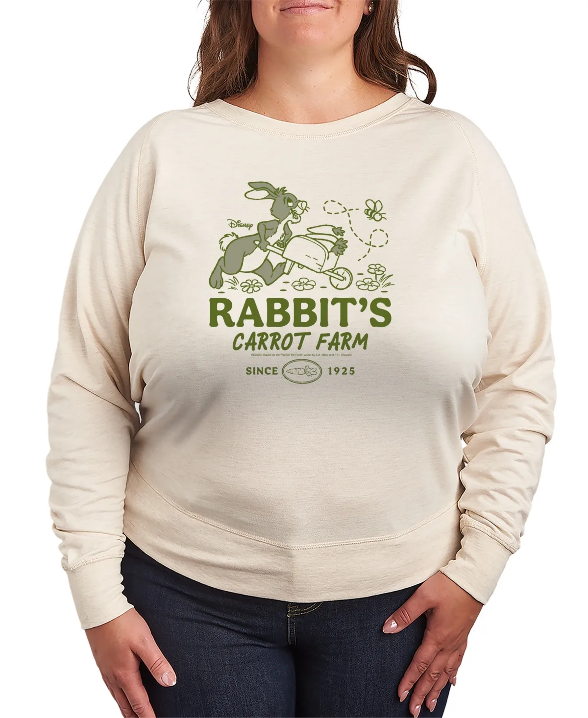 Winnie the Pooh Rabbit Carrot Farm French Terry Long-Sleeve T-Shirt by Hybrid Apparel