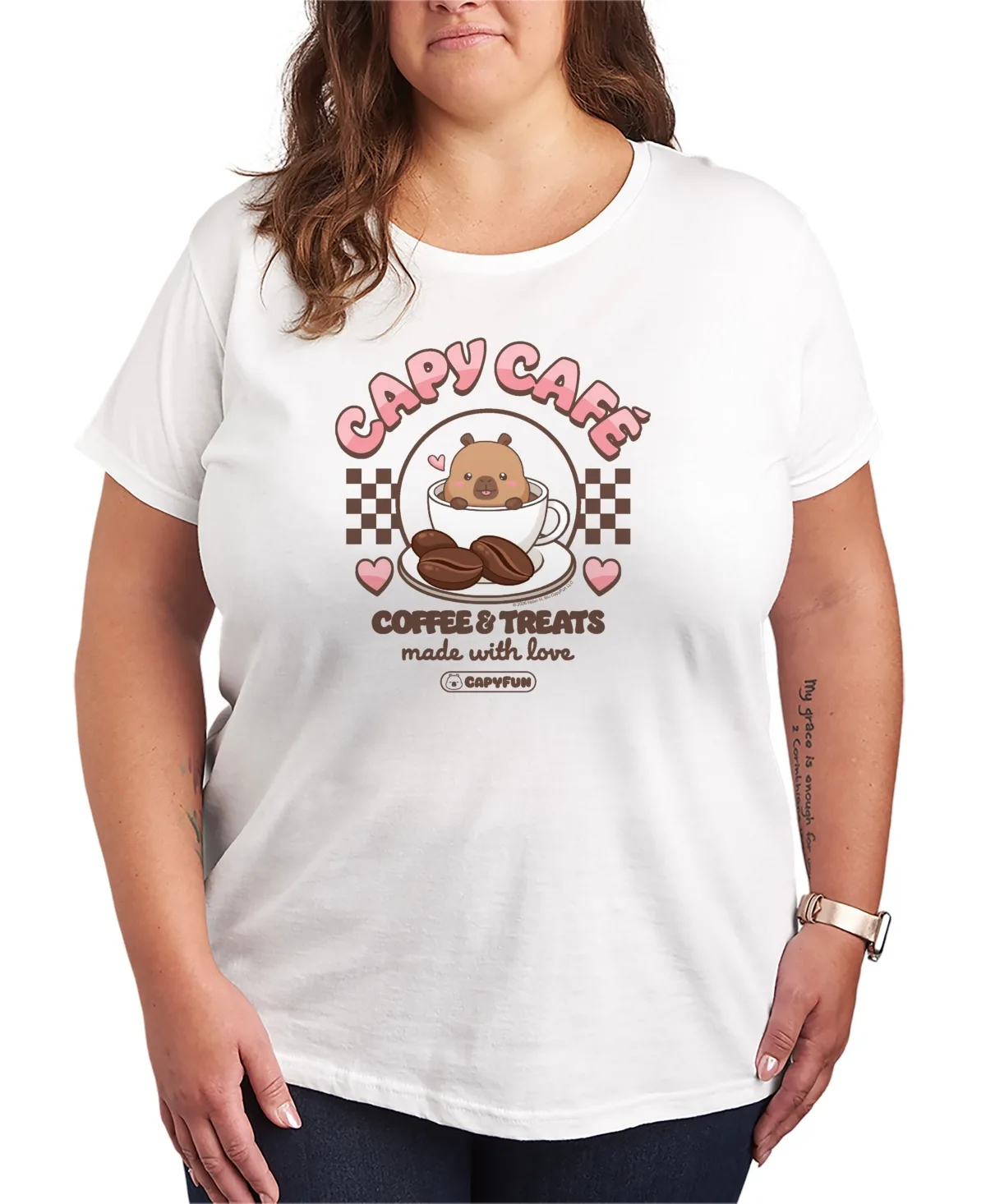 CapyFun Cafe Coffee Graphic T-Shirt by Hybrid Apparel
