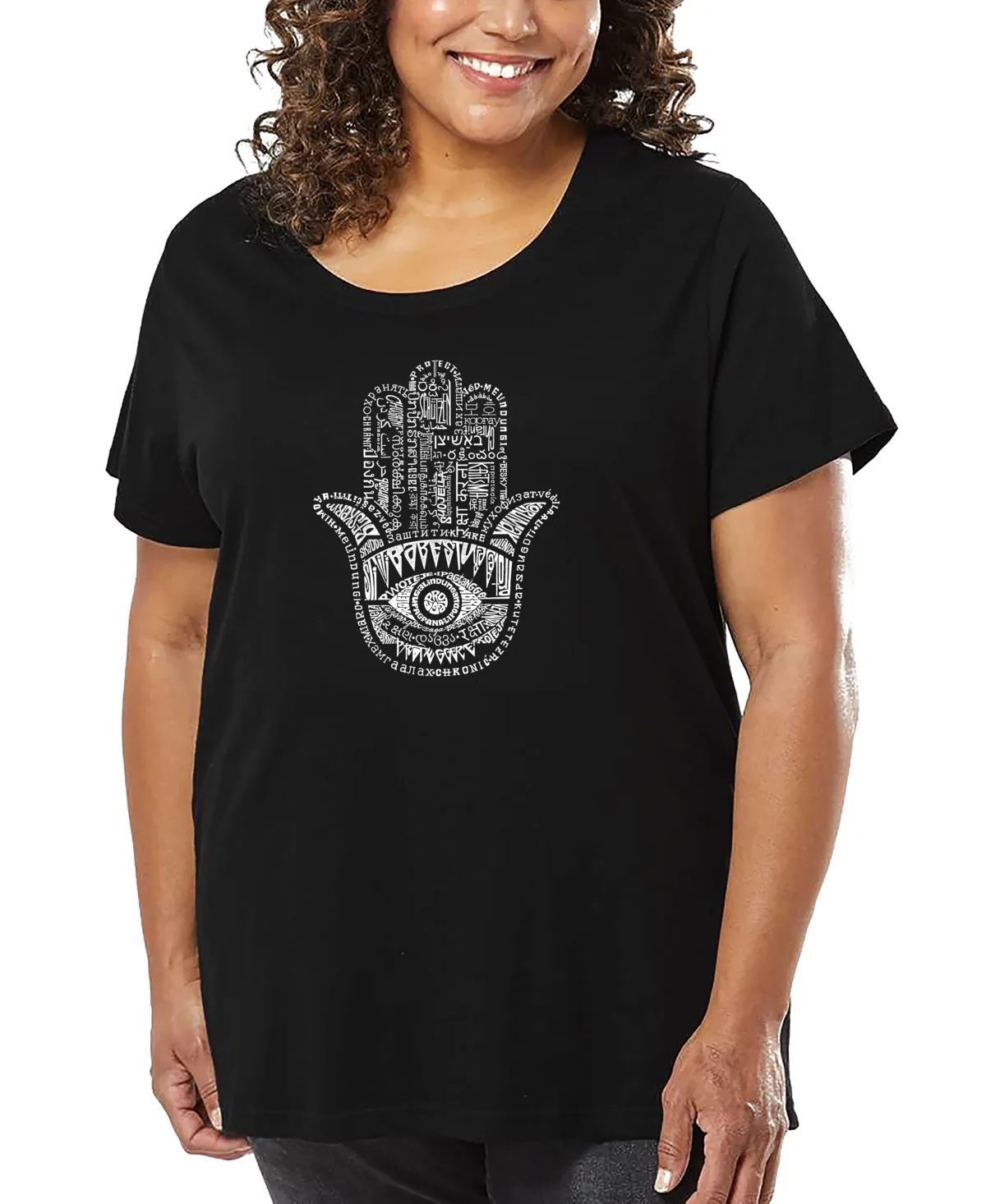 Hamsa Word Art T-Shirt by La Pop Art