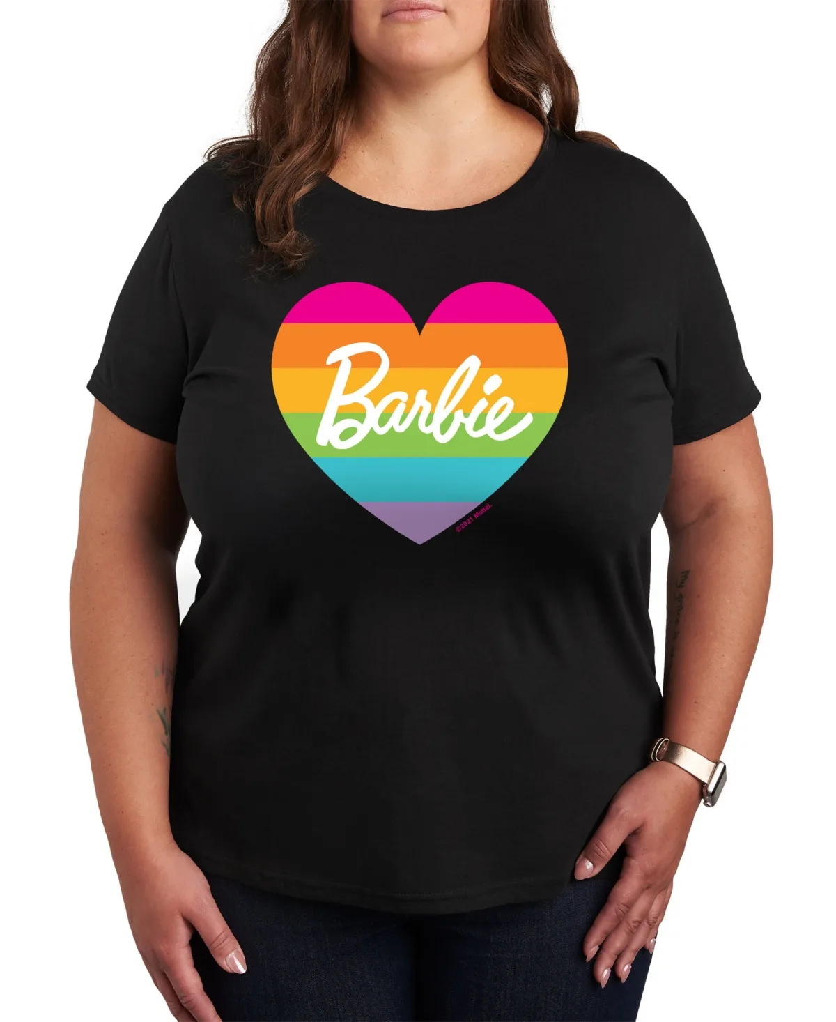 Pride Barbie Rainbow Heart Graphic T-Shirt by Hybrid Apparel