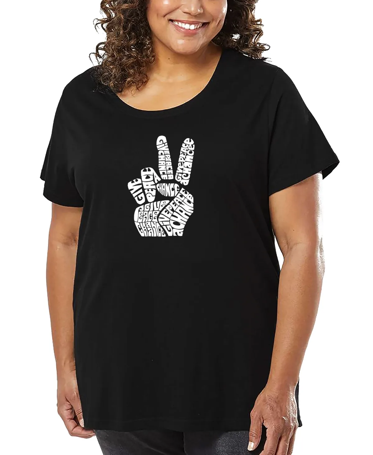 Peace Fingers Word Art T-Shirt by La Pop Art