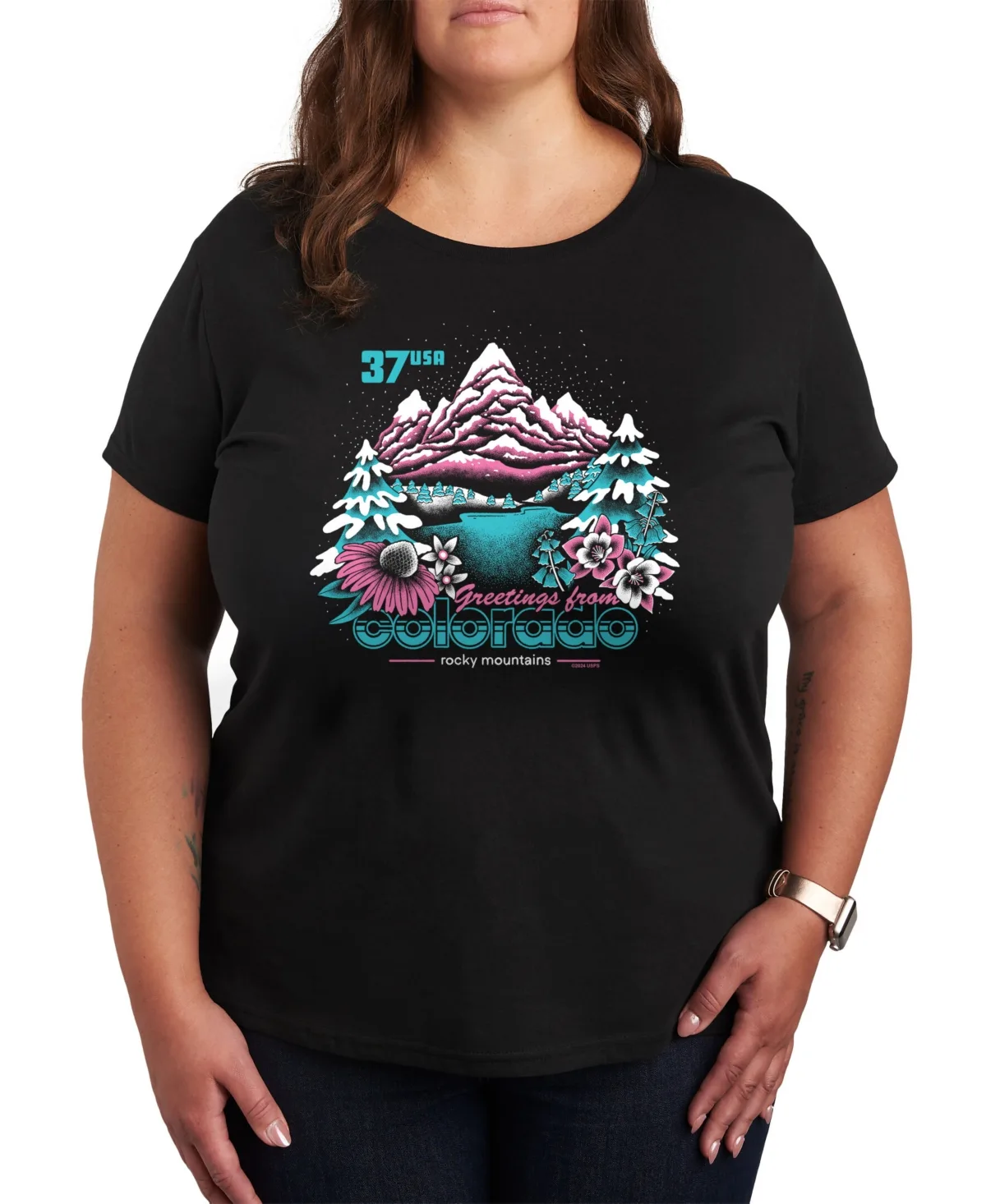 Usps Colorado Stamp Graphic T-Shirt by Hybrid Apparel
