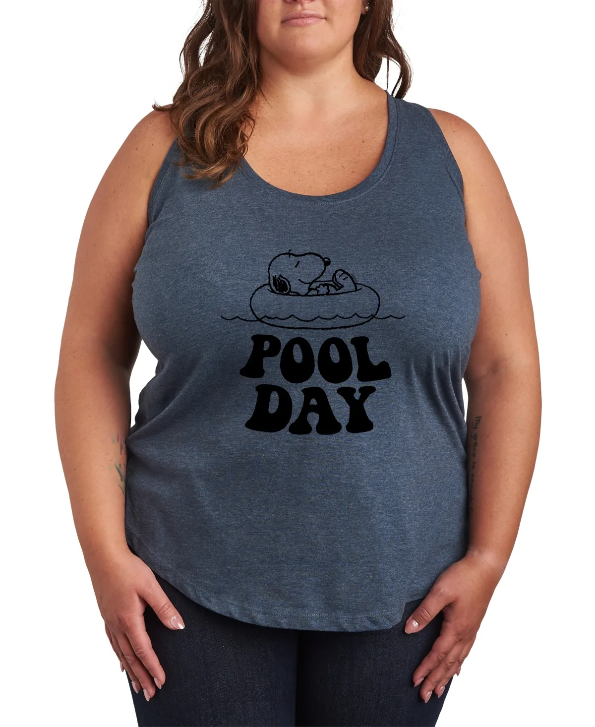 Peanuts Snoopy Pool Day Racerback Graphic Tank Top by Hybrid Apparel