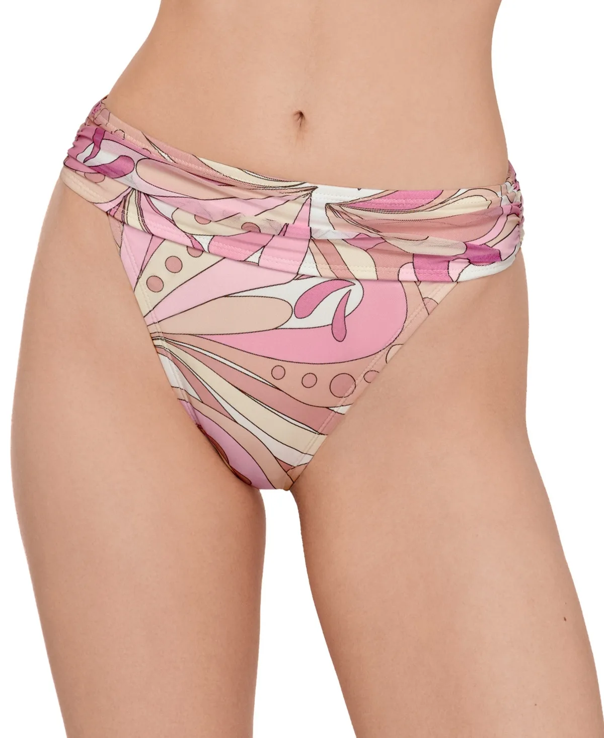 High-Leg Ruched Band Swim Bottoms by Steve Madden