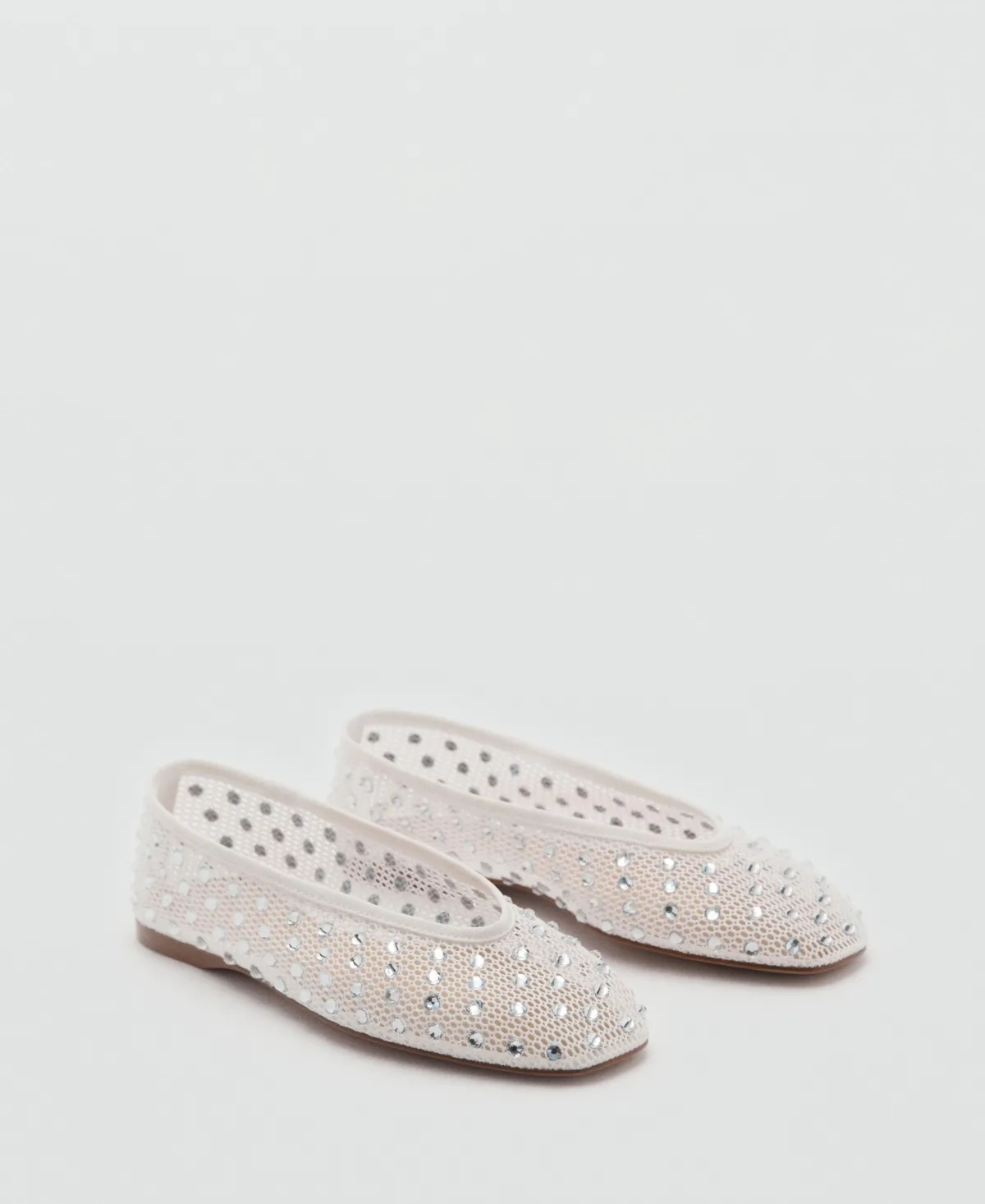 Rhinestone Detail Mesh Shoes by Mango