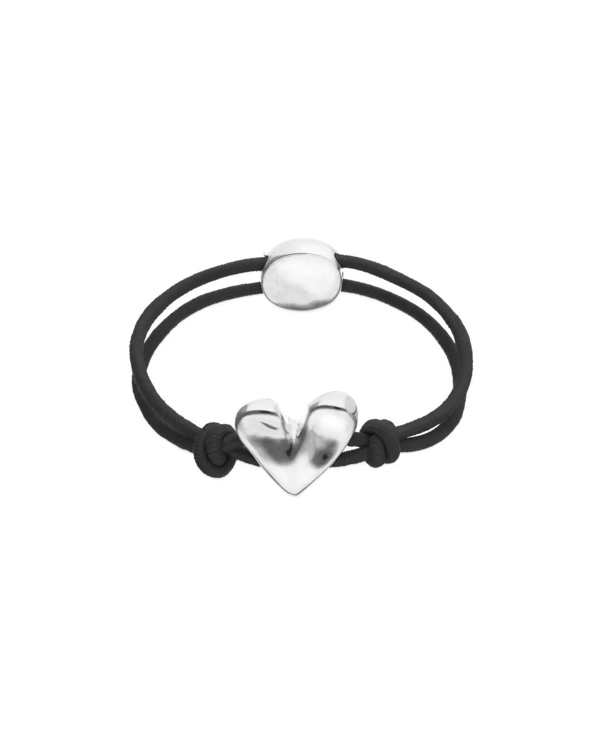 Black Elastic Thread Sterling Silver Plated Bracelet with Heart by Unode50